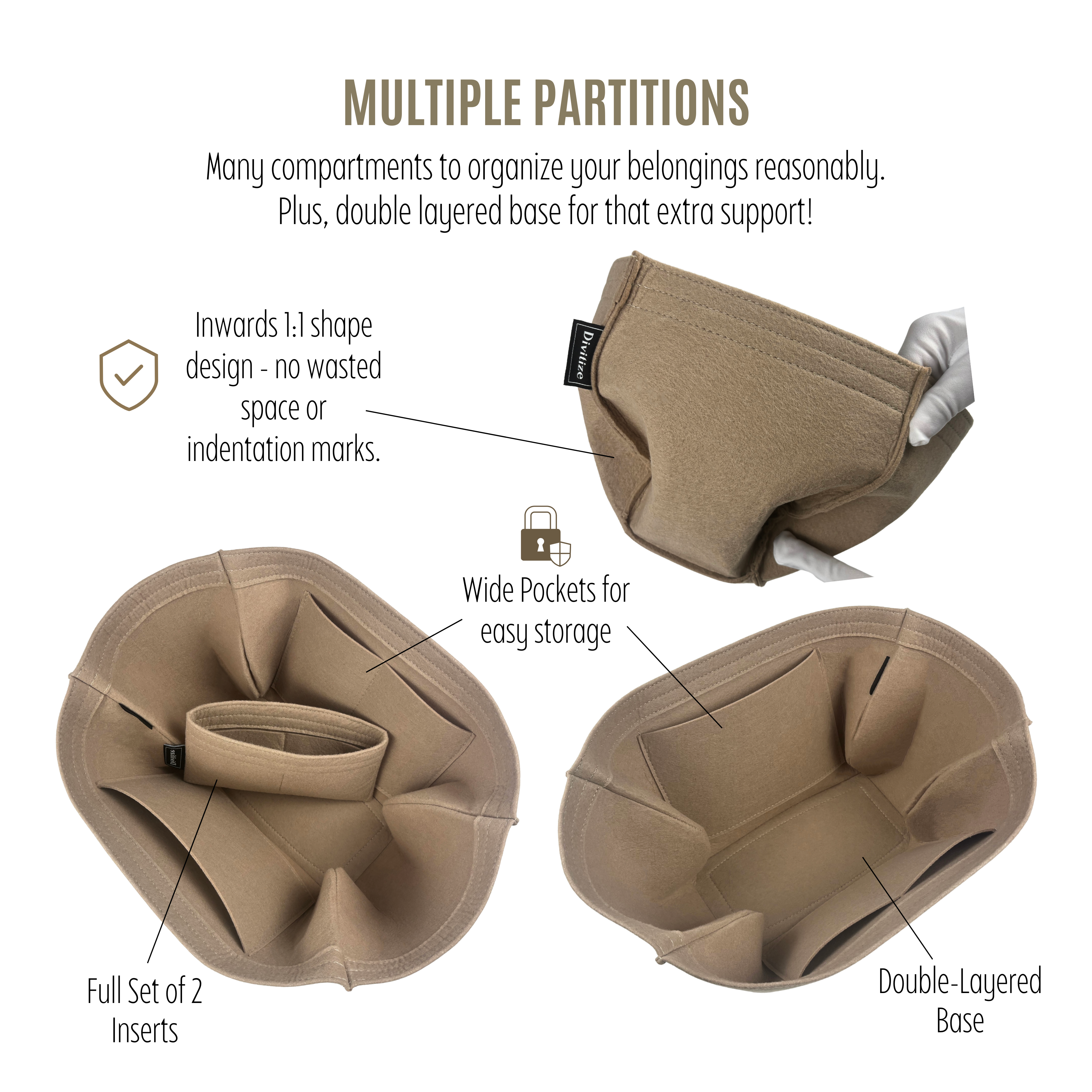 Divitize® Organizer für Neverfull – Version mit abnehmbaren Taschen