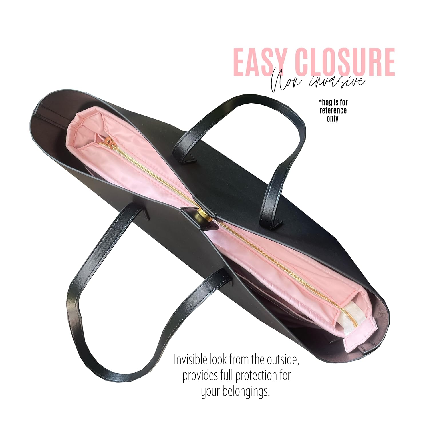 Premium-Geldbörsen-Organizer aus Nylon für Laurent East West-Einkaufstaschen, Laurent East West-Einkaufstaschen-Organizer, handgefertigt, 3 mm Premium-Filz, eng anliegend, stabiler goldfarbener Reißverschluss (für Spielzeug-Einkaufstasche, weiß)