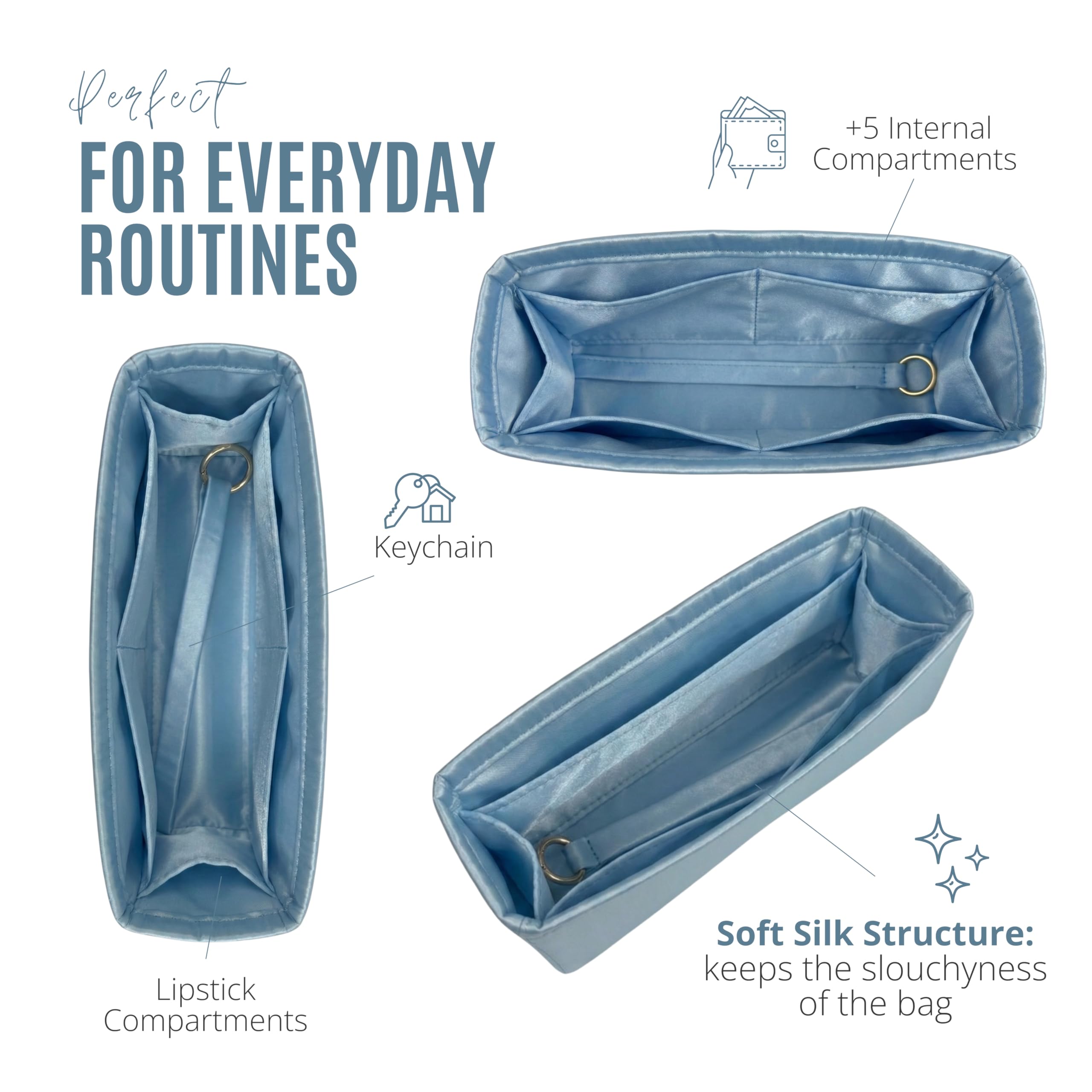 Divitize Luxe Silk Purse Organizer compatible with Maxi Flap Bag