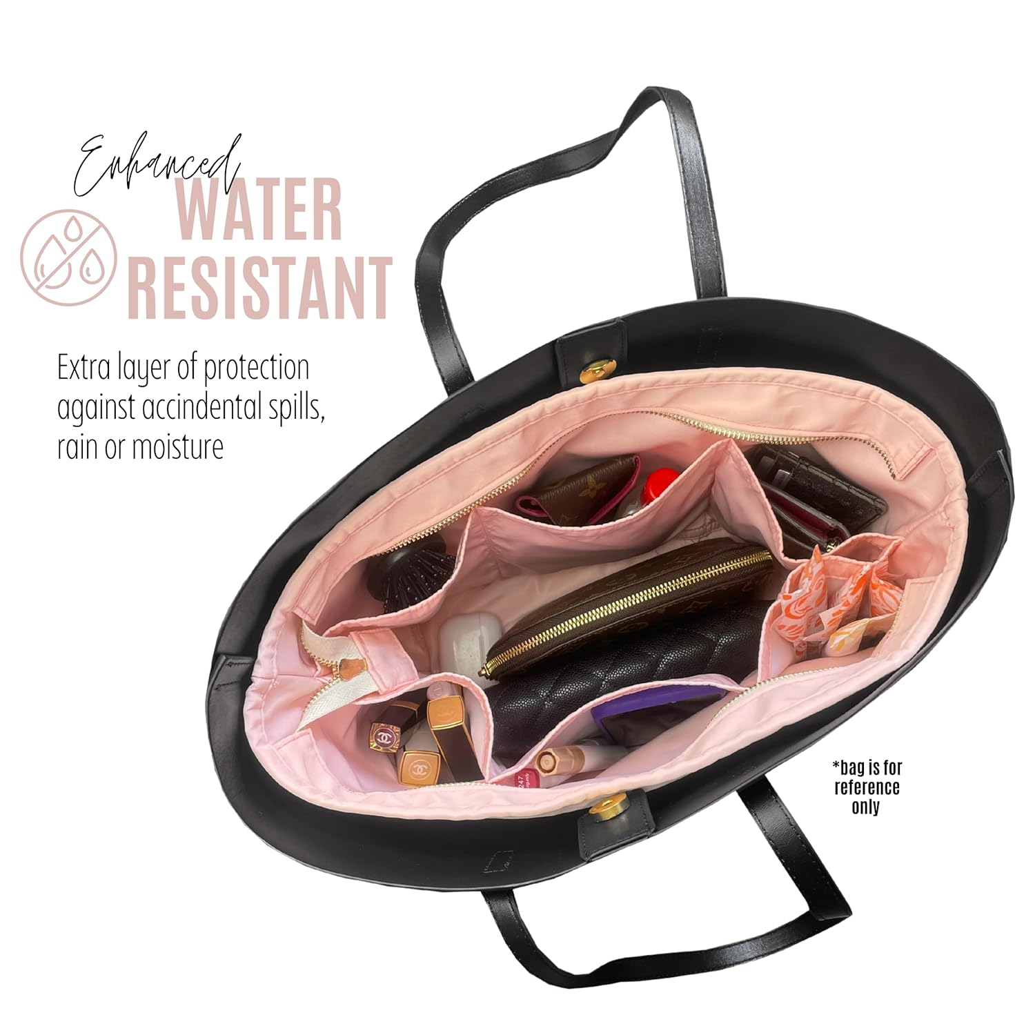 Premium-Geldbörsen-Organizer aus Nylon für Laurent East West-Einkaufstaschen, Laurent East West-Einkaufstaschen-Organizer, handgefertigt, 3 mm Premium-Filz, eng anliegend, stabiler goldfarbener Reißverschluss (für Spielzeug-Einkaufstasche, weiß)