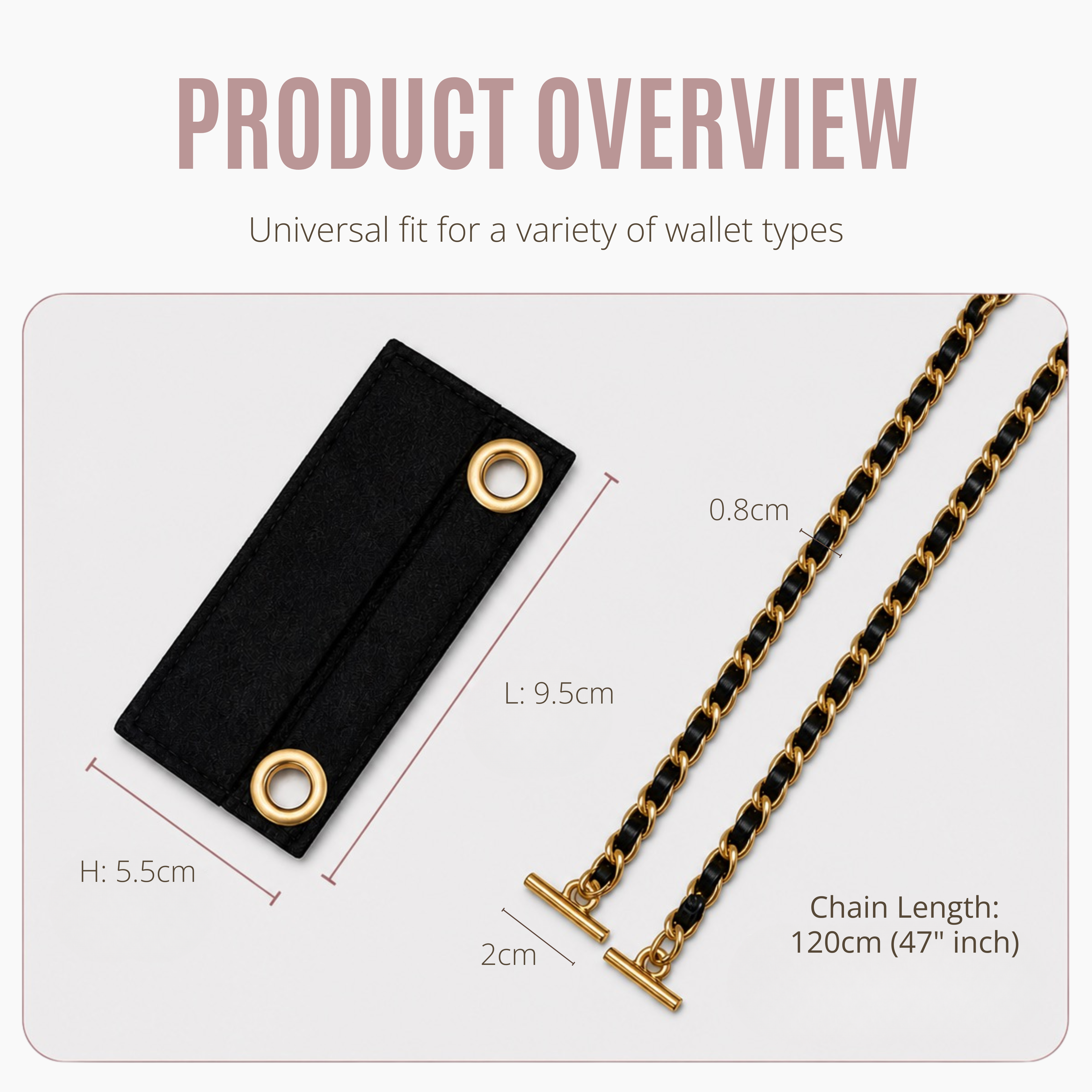 Divitize® Conversion Kit für Classic Small Flap Wallet (mit Gold- oder Silberkette)