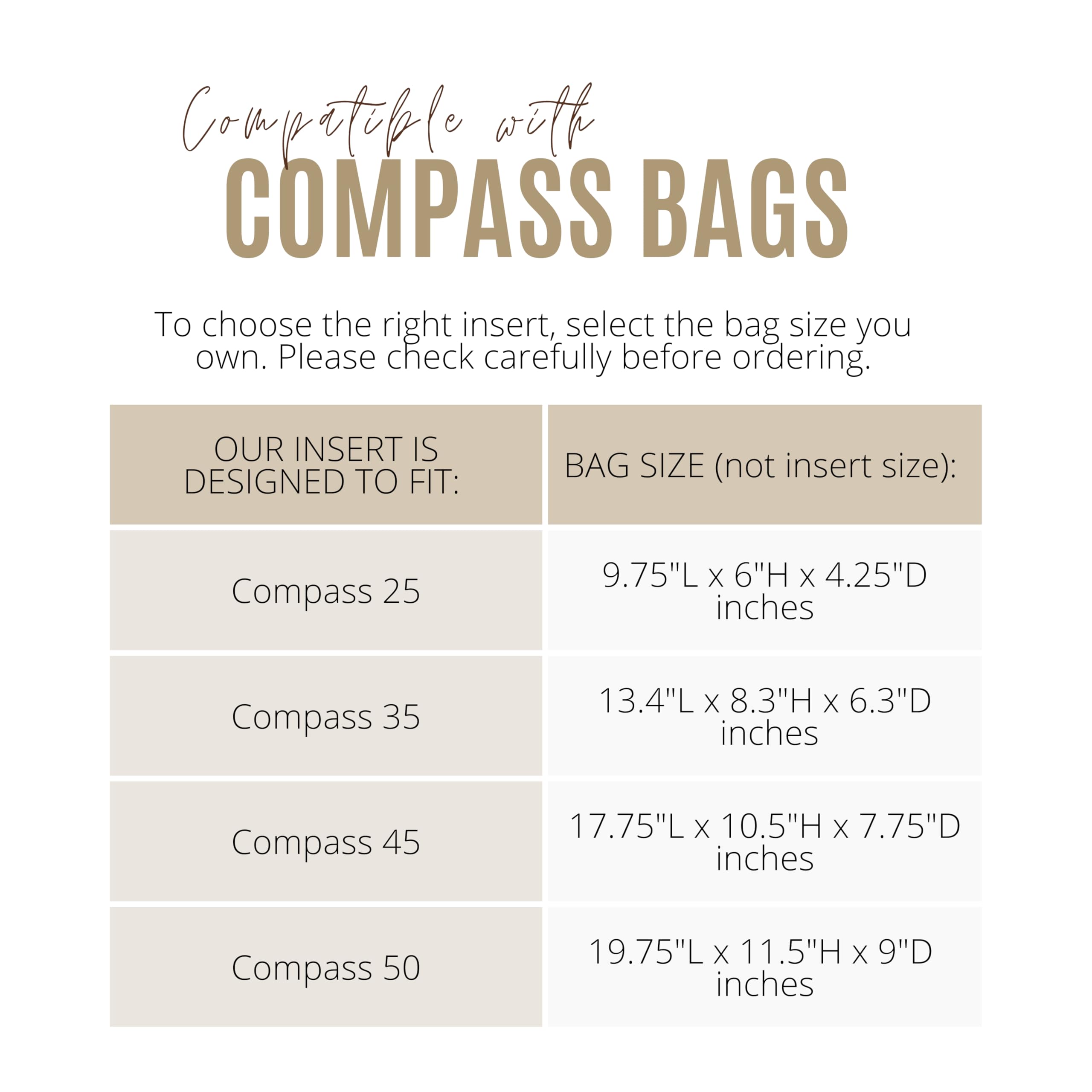 Divitize Premium Purse Organizer compatible with Compass Bags
