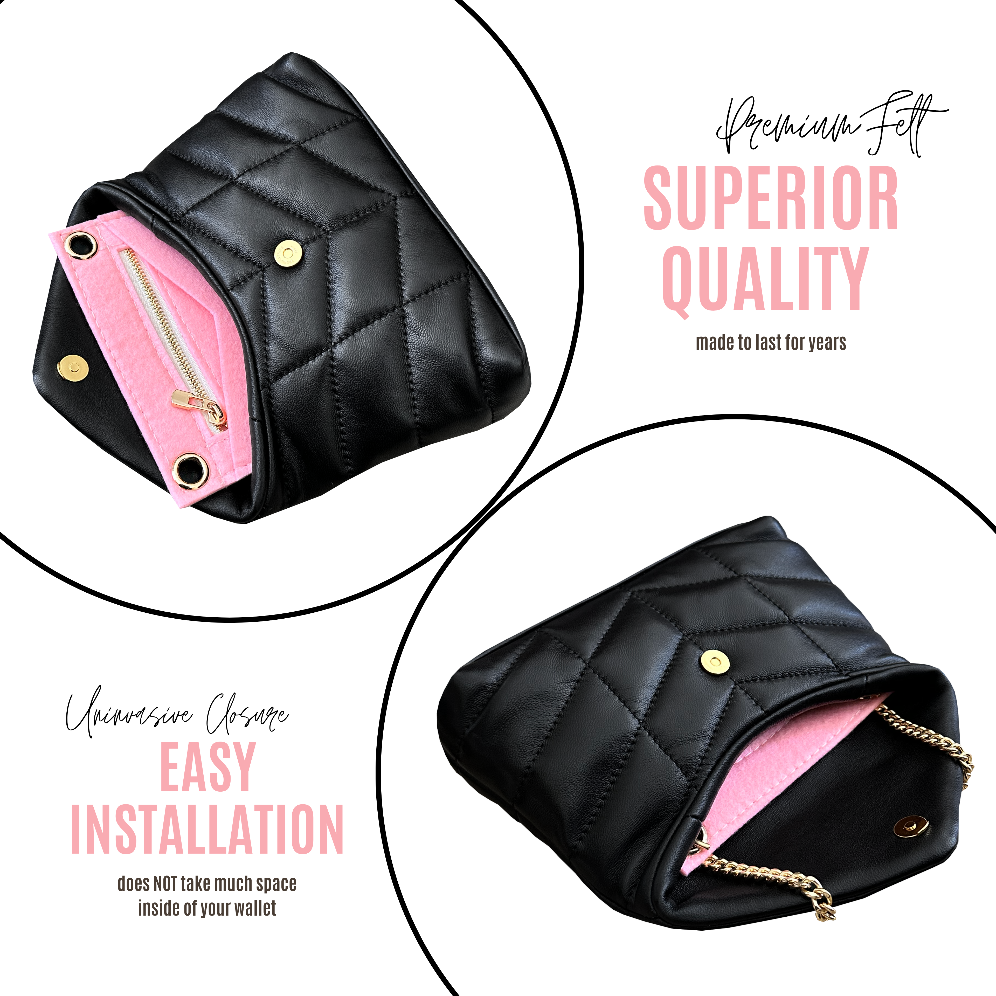 LouLou Puffer Small Pouch Conversion Kit with Round Clips & Chain