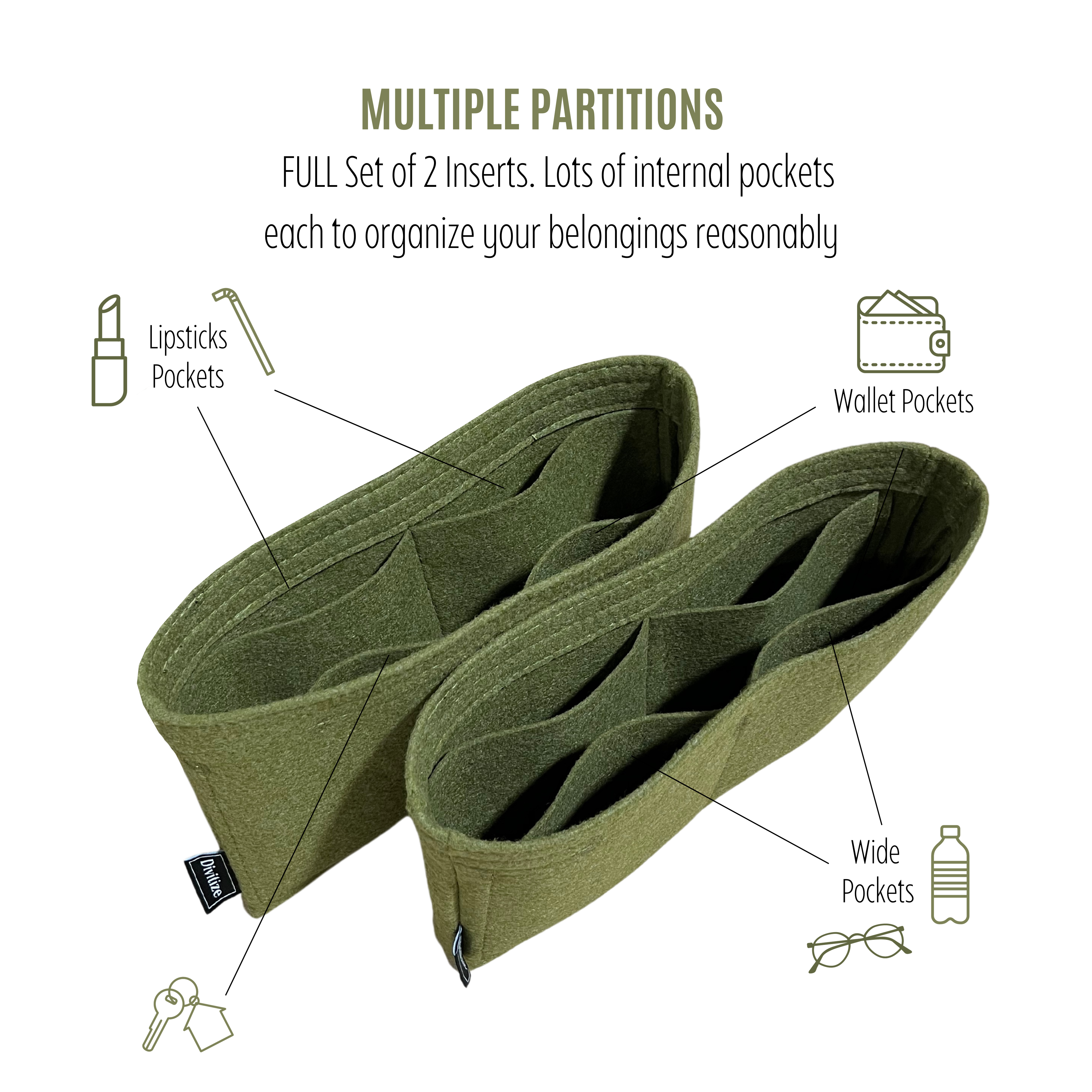 Divitize Premium Organizer compatible with Niki Bag (Set of 2)