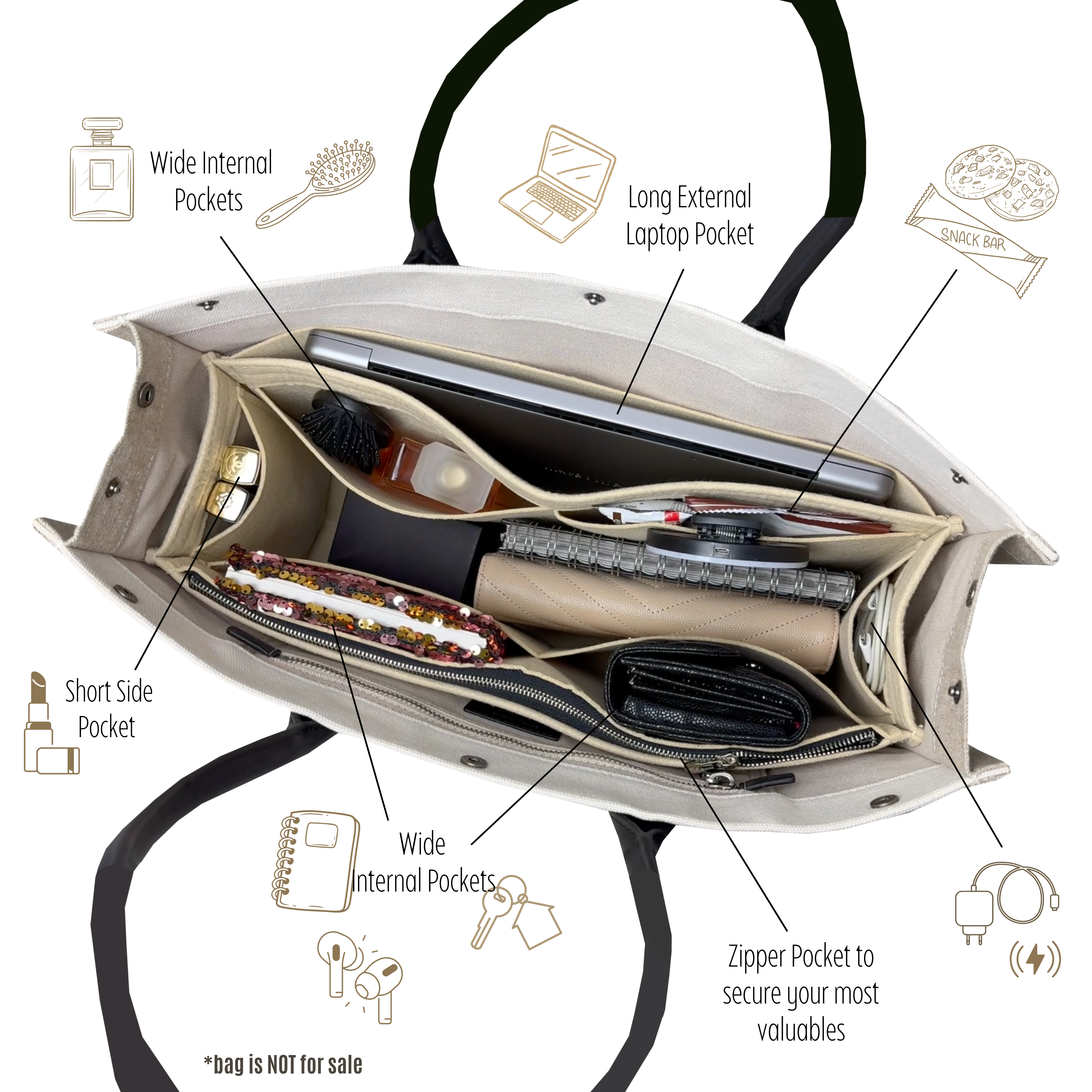 Divitize® Organizer for Large Rive Gauche N/S Shopping Bag