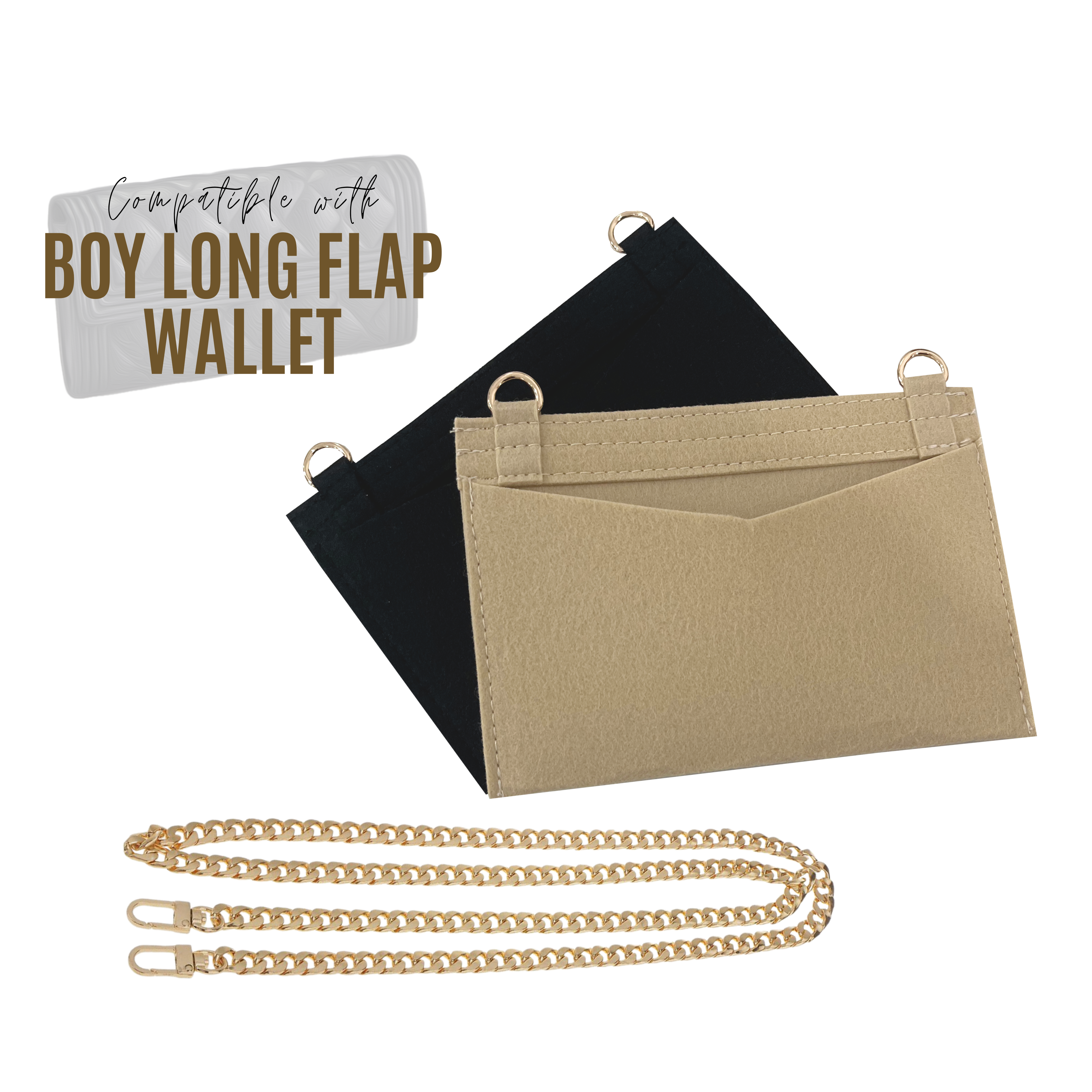 Divitize® Conversion Kit für 2,55 Long Flap Wallet (mit Gold- oder Silberkette)