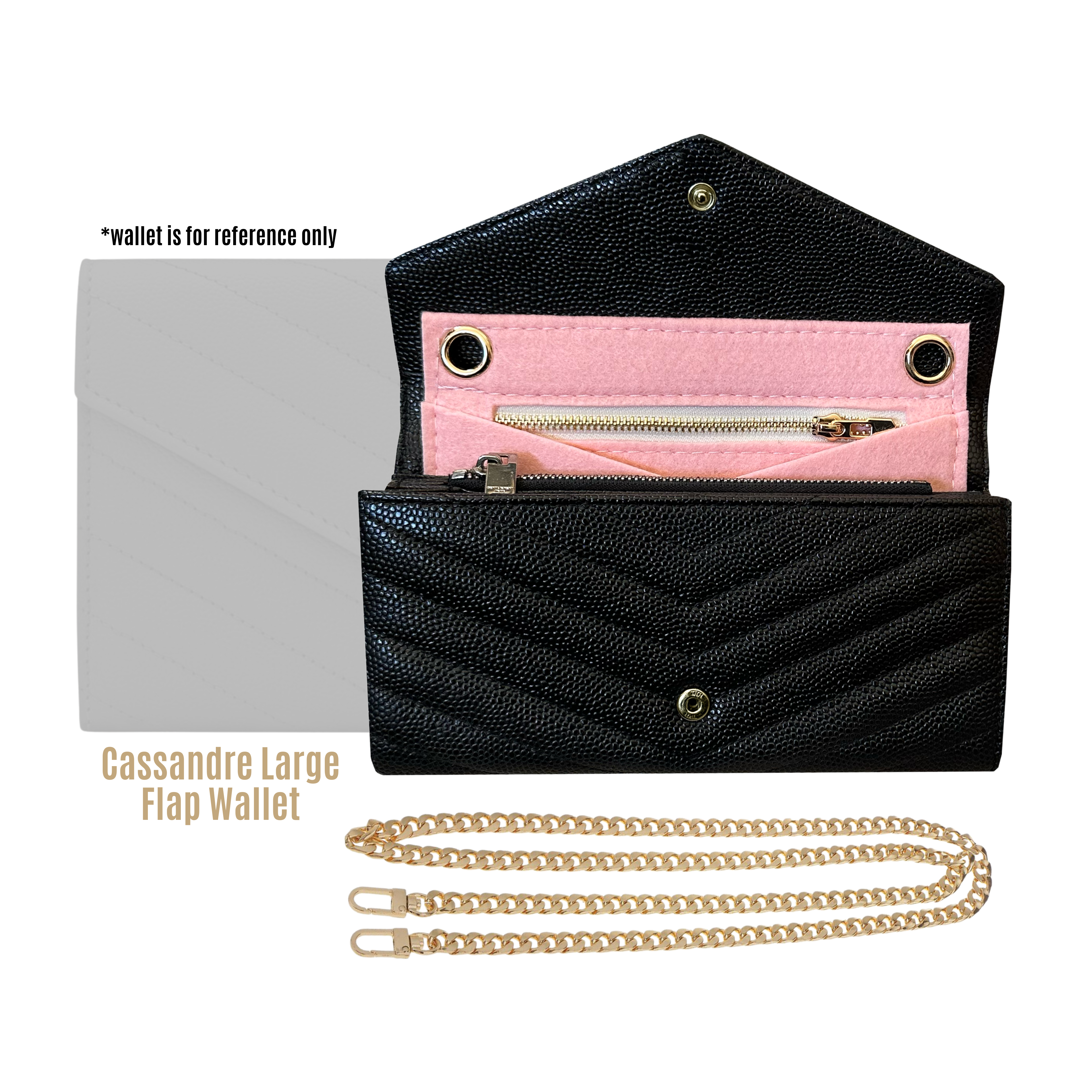 Divitize® Umrüstsatz für Cassandre Large Flap Wallet (mit Gold- oder Silberkette)