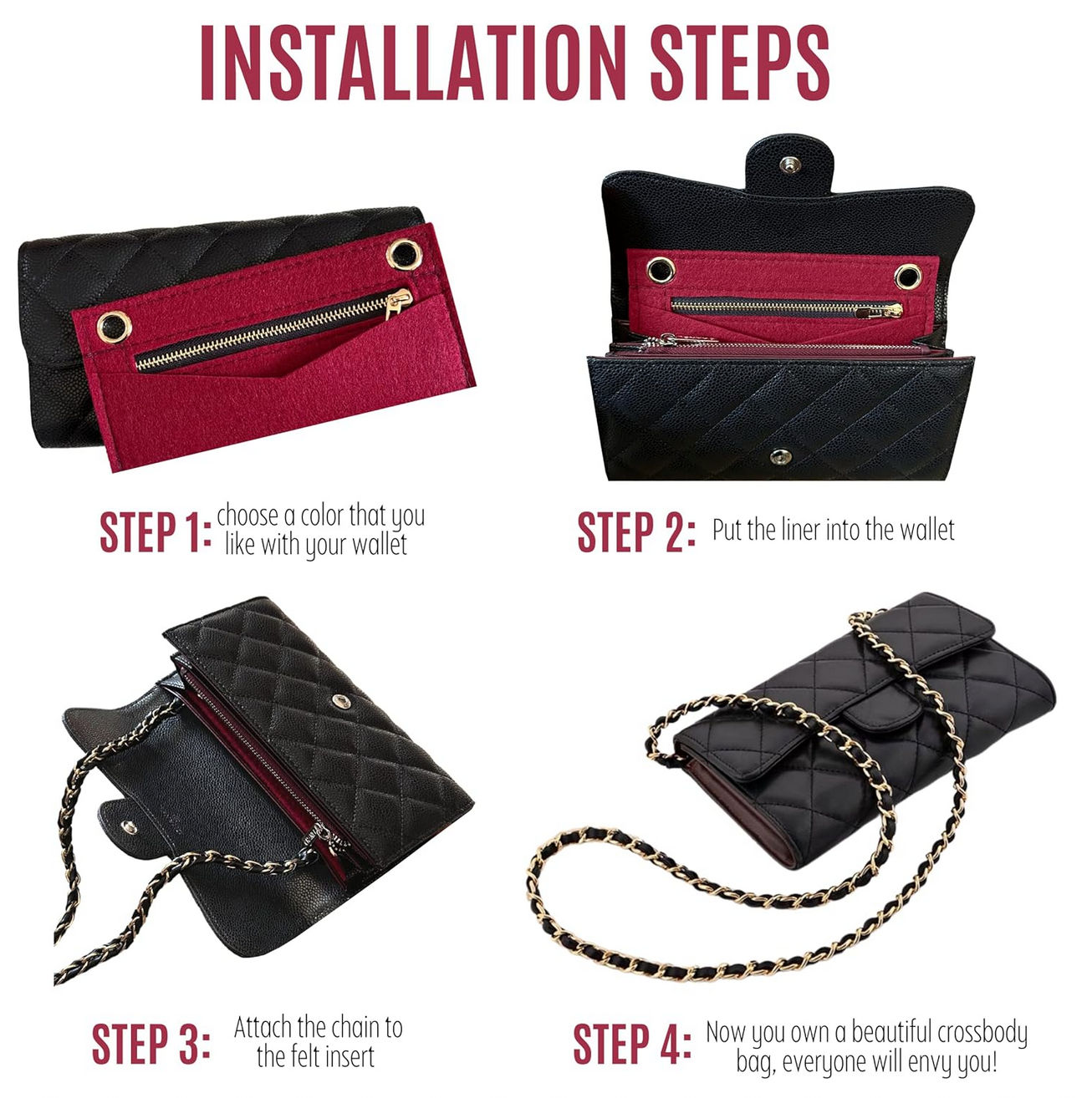 Divitize® Conversion Kit für 2,55 Long Flap Wallet (mit Gold- oder Silberkette)