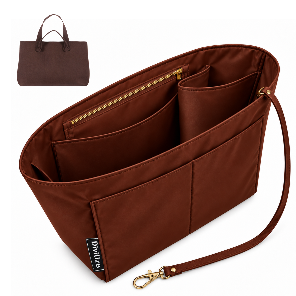 Divitize Curves Tote nylon organizer Cognac#Color_Cognac