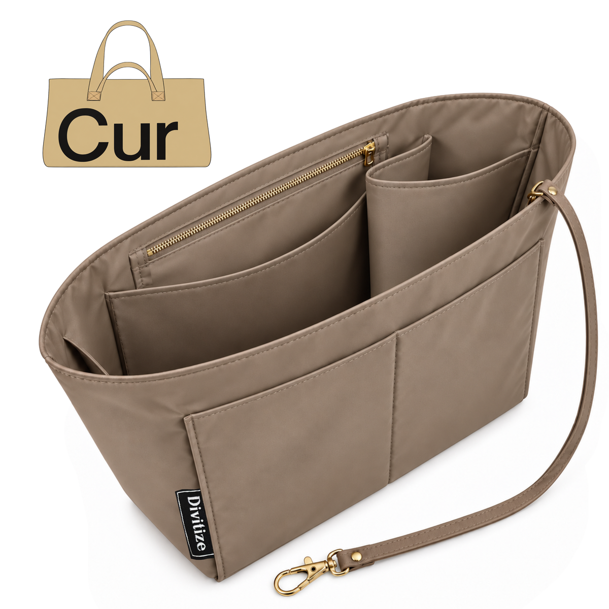 Divitize Curves Tote nylon organizer Taupe#Color_Taupe