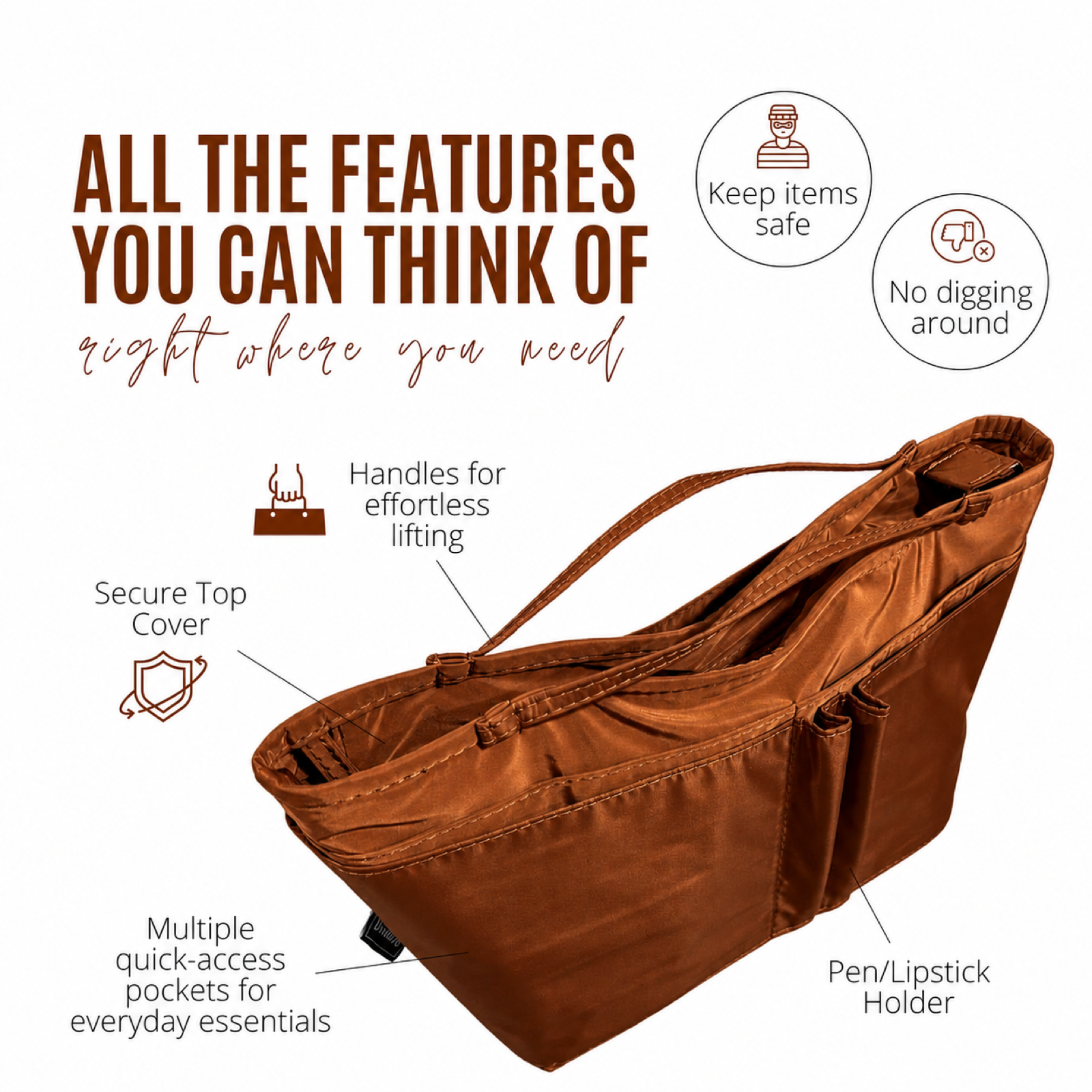 Divitize Curves Tote nylon organizer Cognac feature image 3#Color_Cognac
