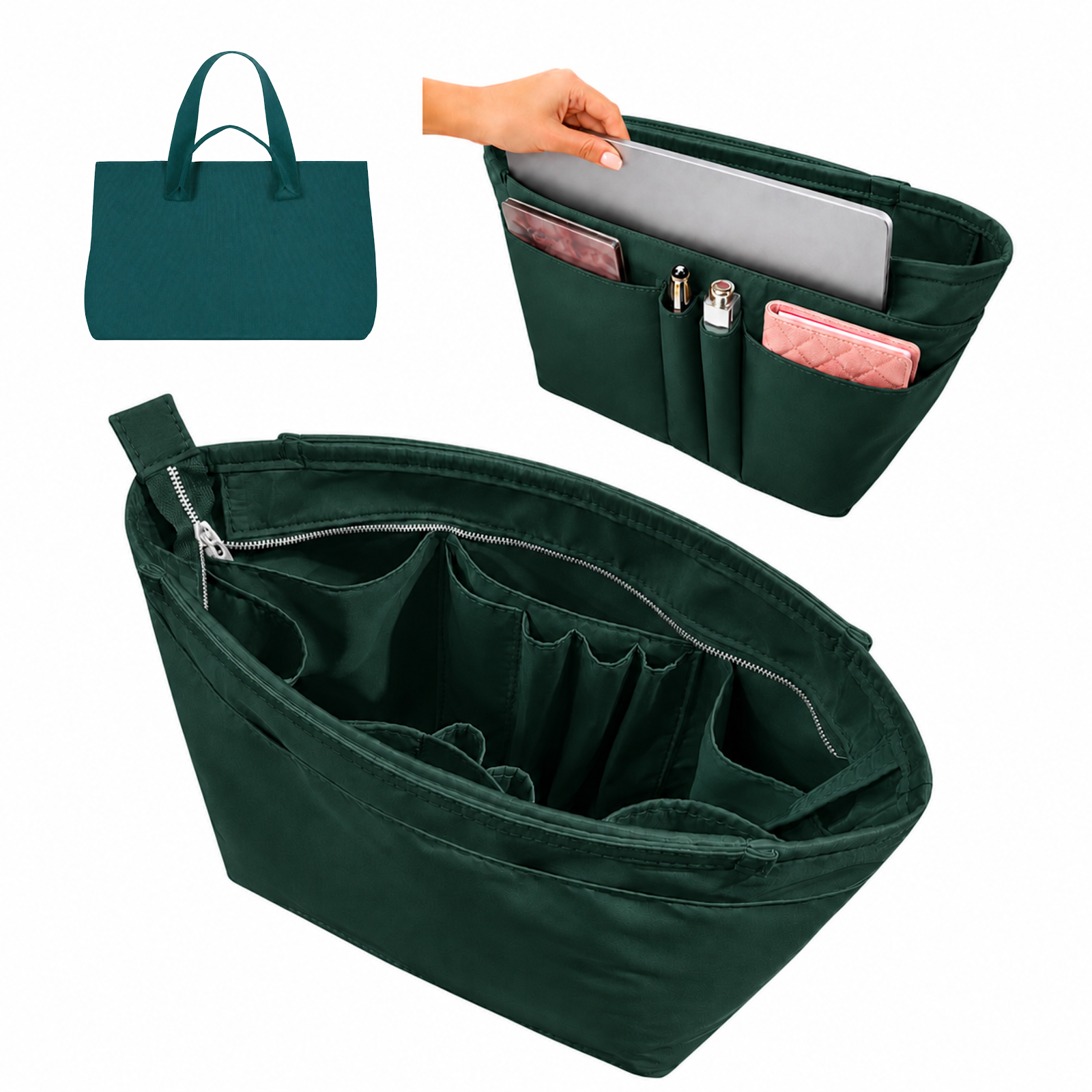 Divitize Curves Tote nylon organizer Emerald#Color_Emerald