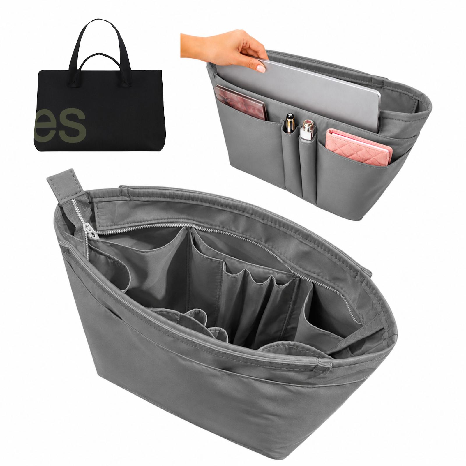 Divitize Curves Tote nylon organizer Grey#Color_Grey