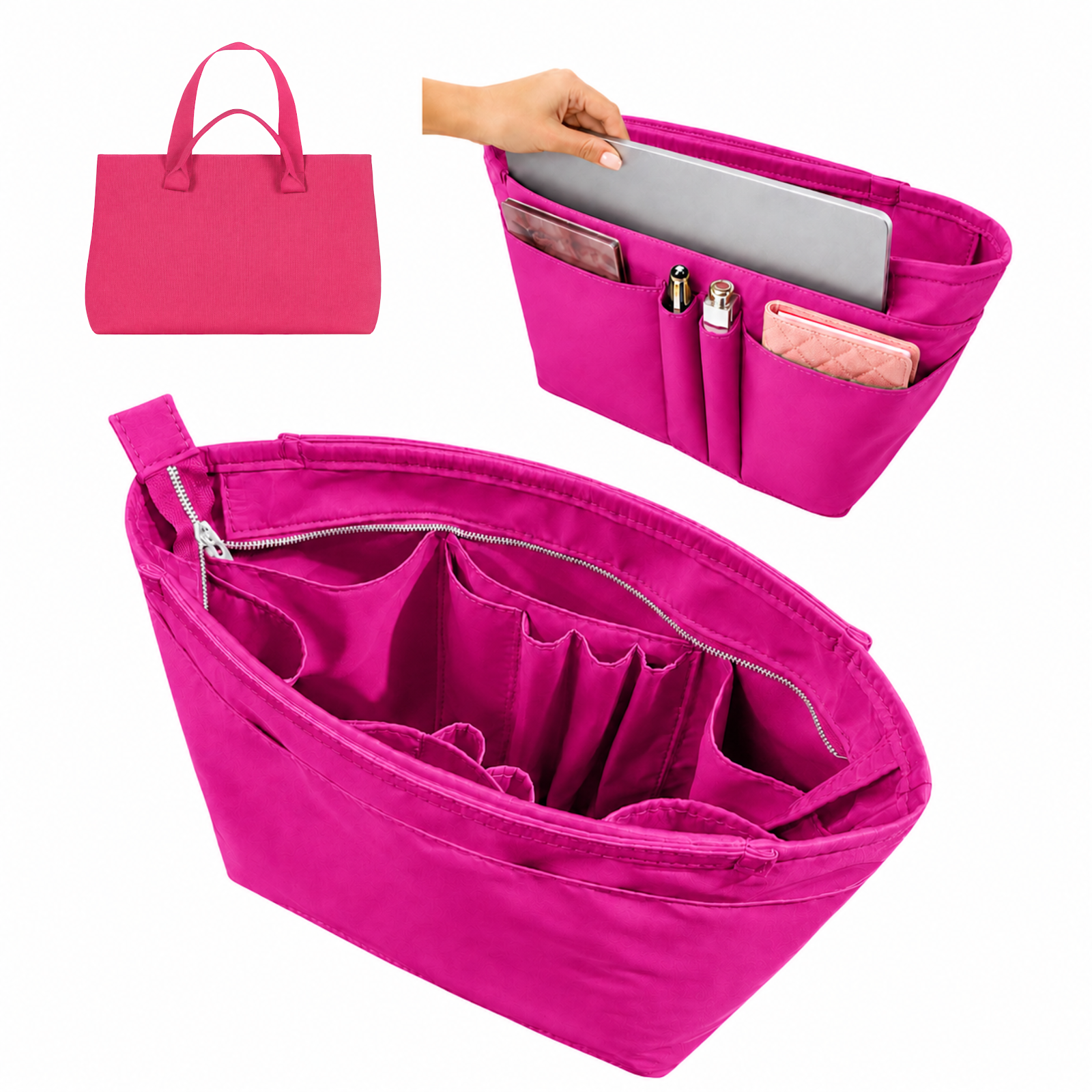 Divitize Curves Tote nylon organizer Hot Magenta#Color_Hot Magenta