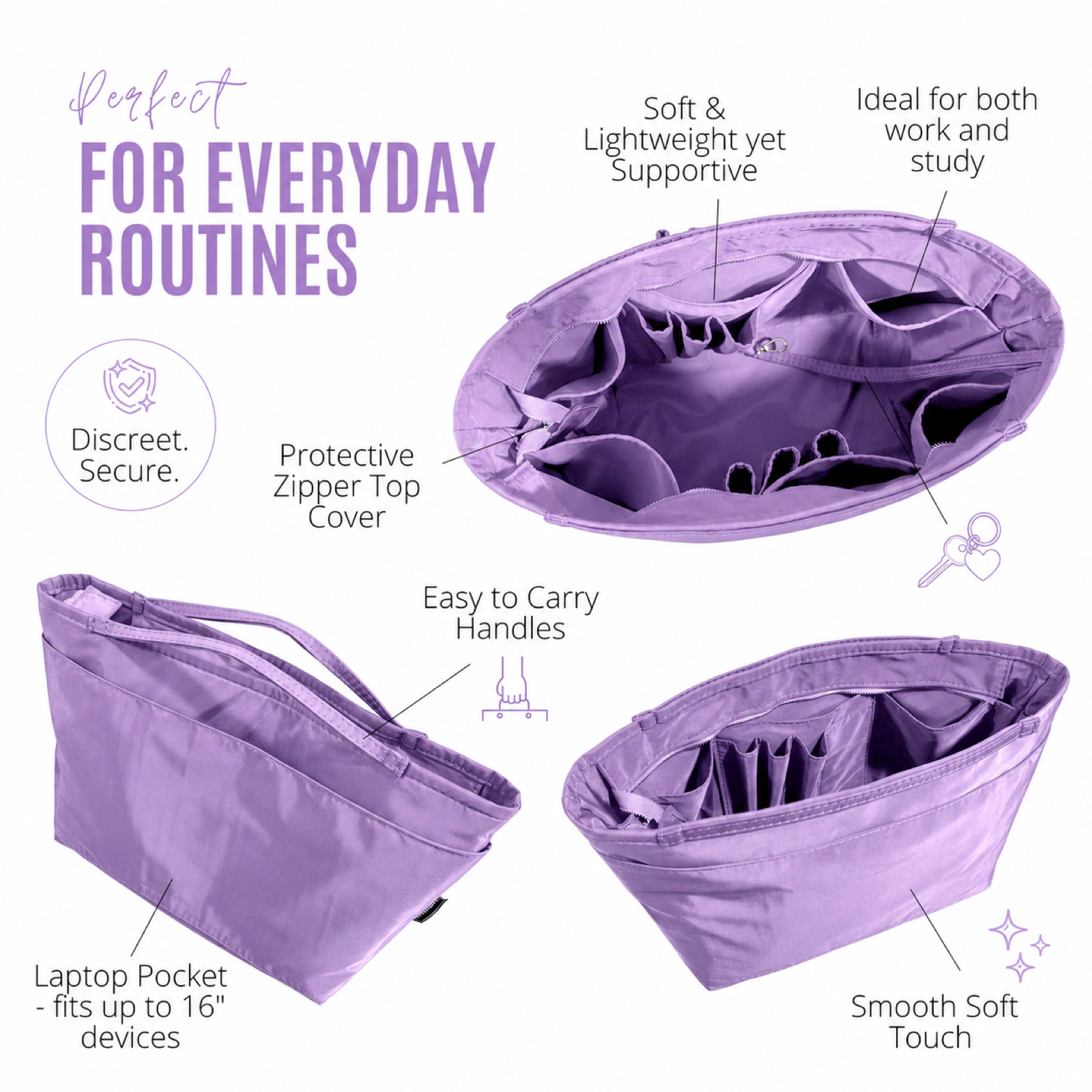 Divitize Curves Tote nylon organizer Lilac feature image 1#Color_Lilac