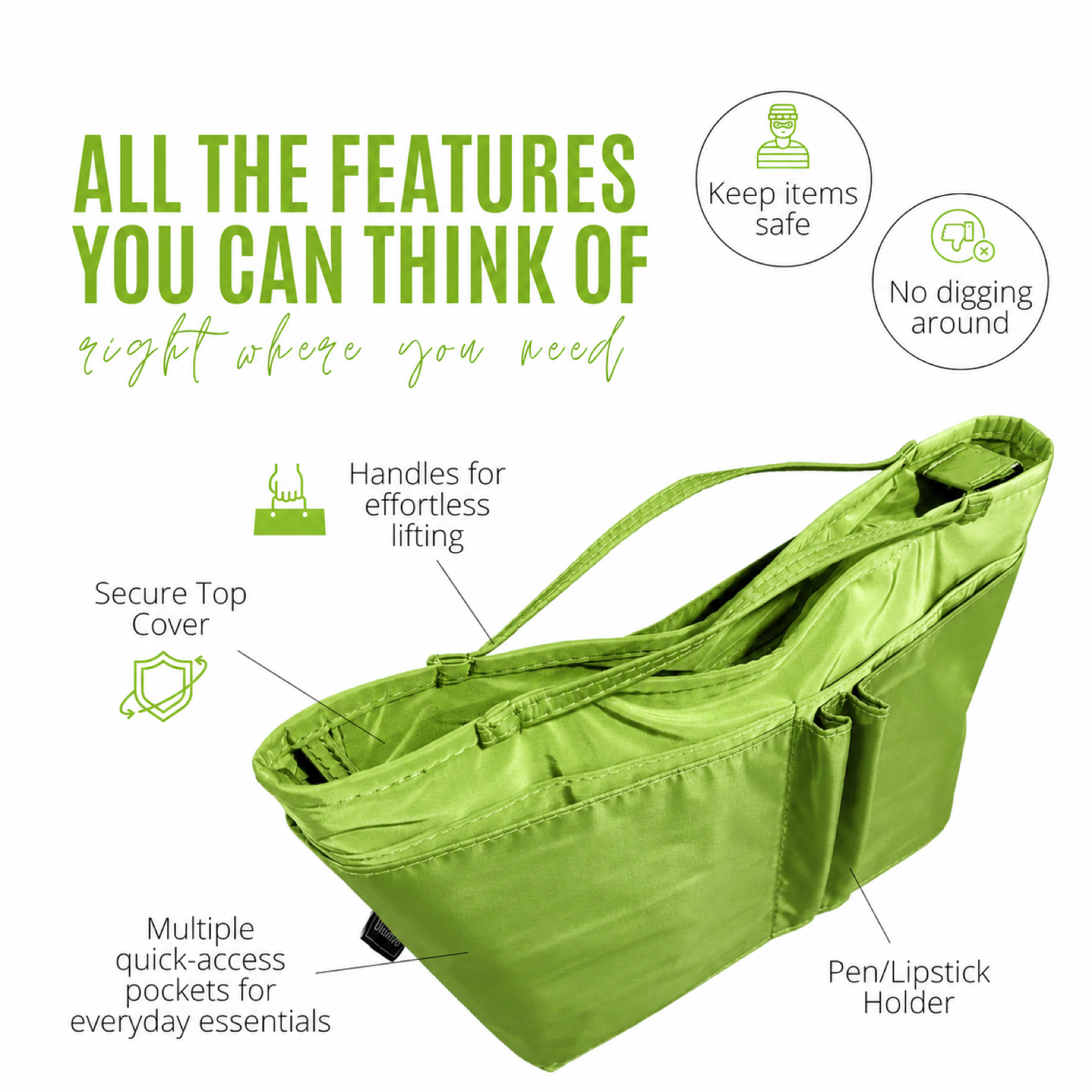 Divitize Curves Tote nylon organizer Lime feature image 3#Color_Lime