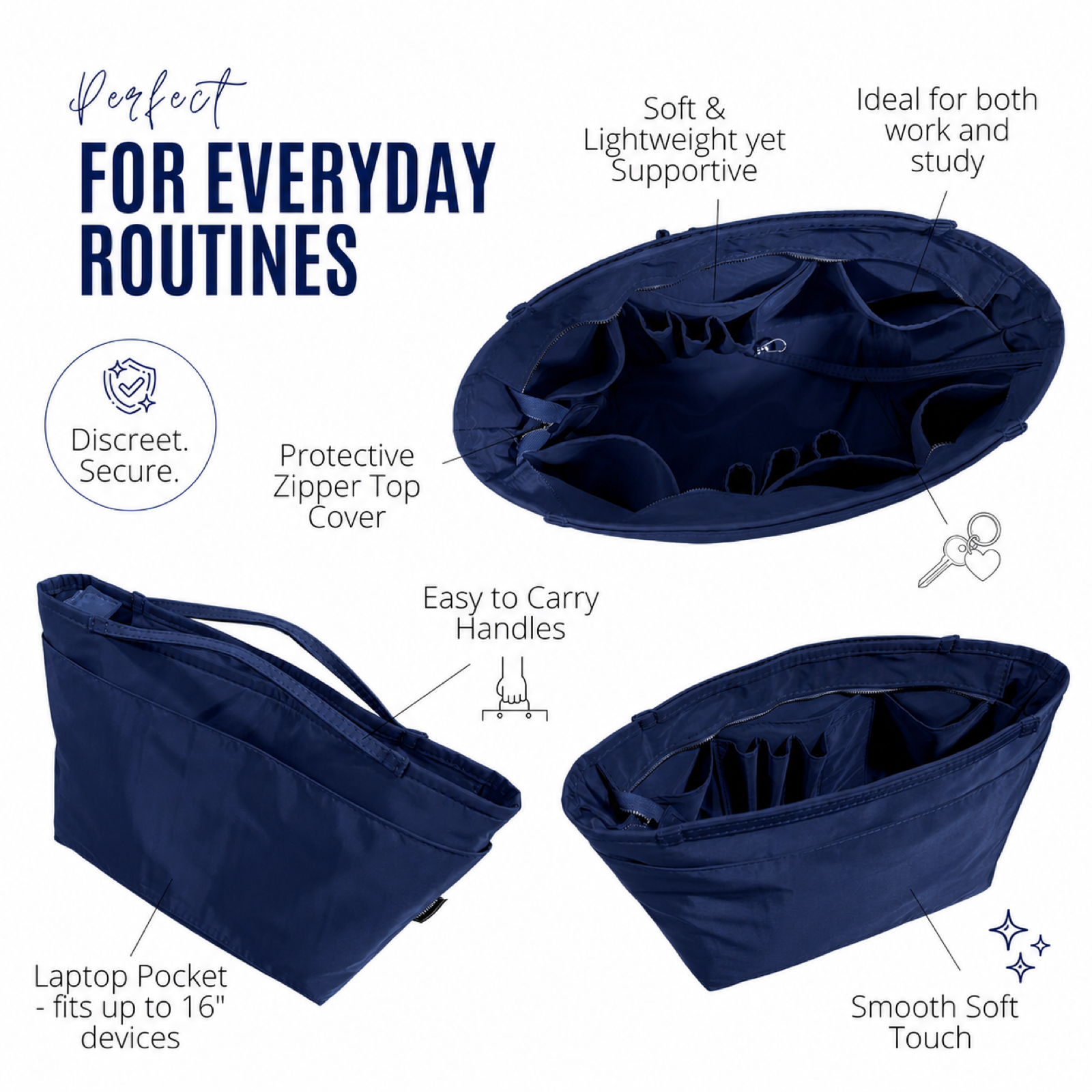 Divitize Curves Tote nylon organizer Navy feature image 1#Color_Navy