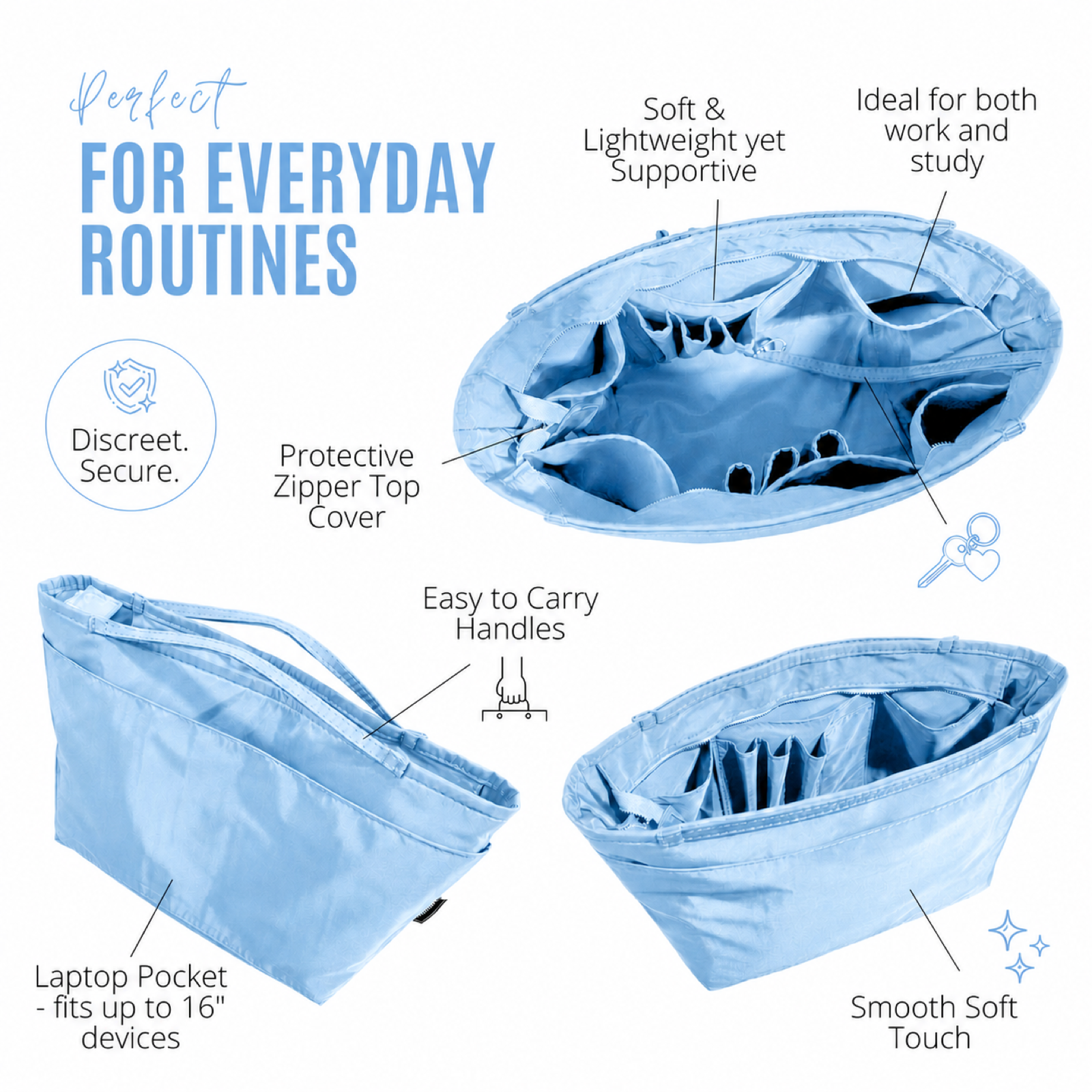 Divitize Curves Tote nylon organizer Sky Blue feature image 1#Color_Sky Blue