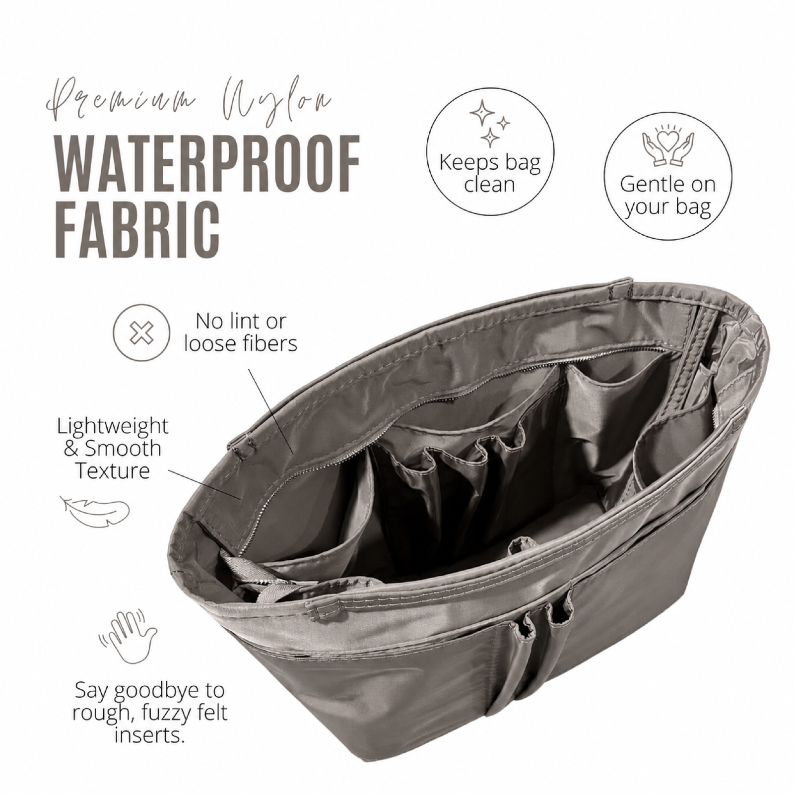Divitize Curves Tote nylon organizer Taupe feature image 2#Color_Taupe