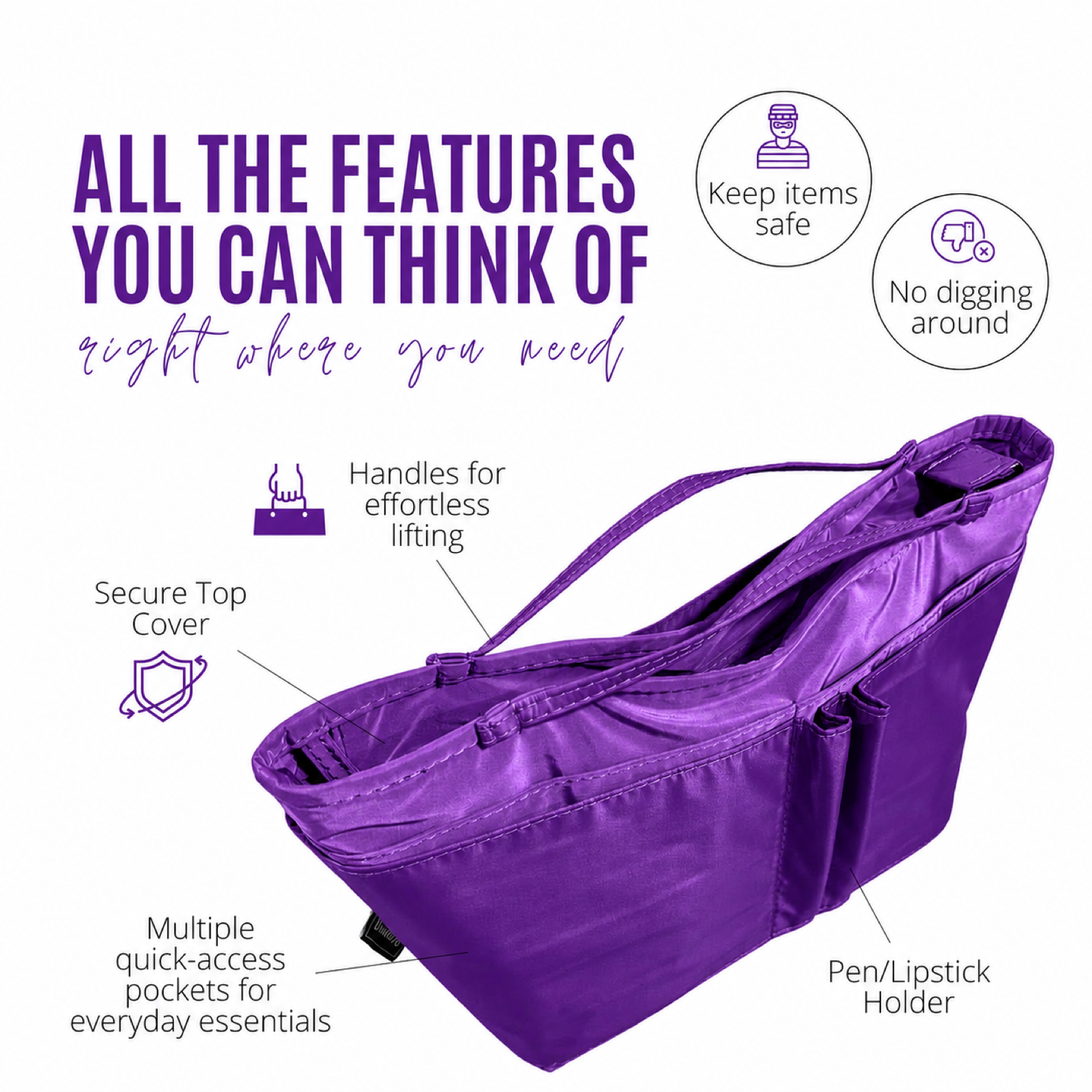 Divitize Curves Tote nylon organizer Violet feature image 3#Color_Violet