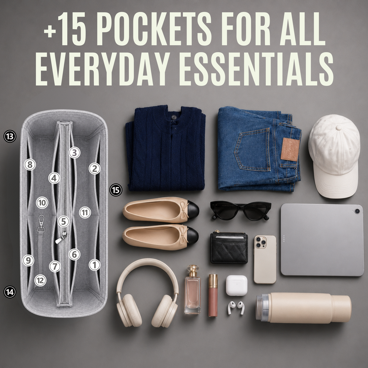 Premium Organizer for Keepall - Detachable Middle Pouch
