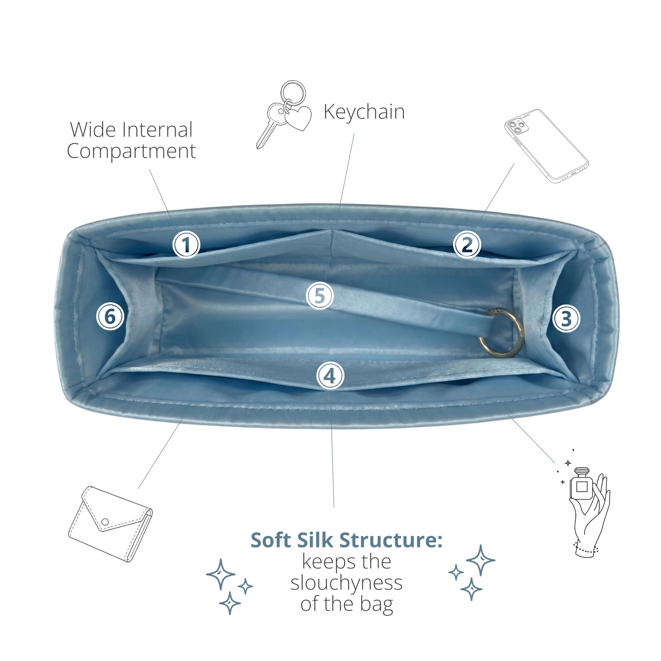 Divitize Luxe Silk Purse Organizer compatible with Maxi Flap Bag