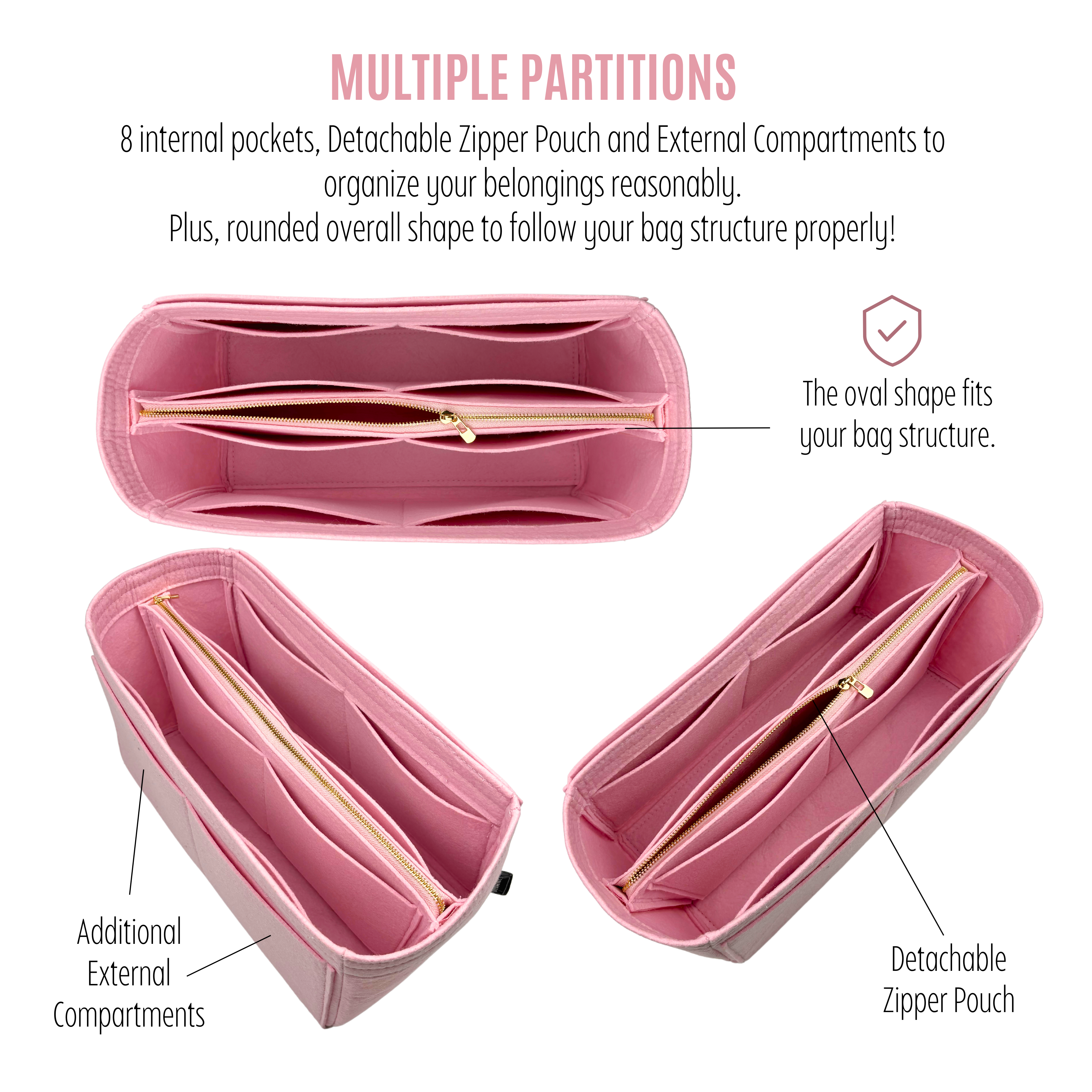 Premium Organizer for Neverfull - Detachable Middle Pouch