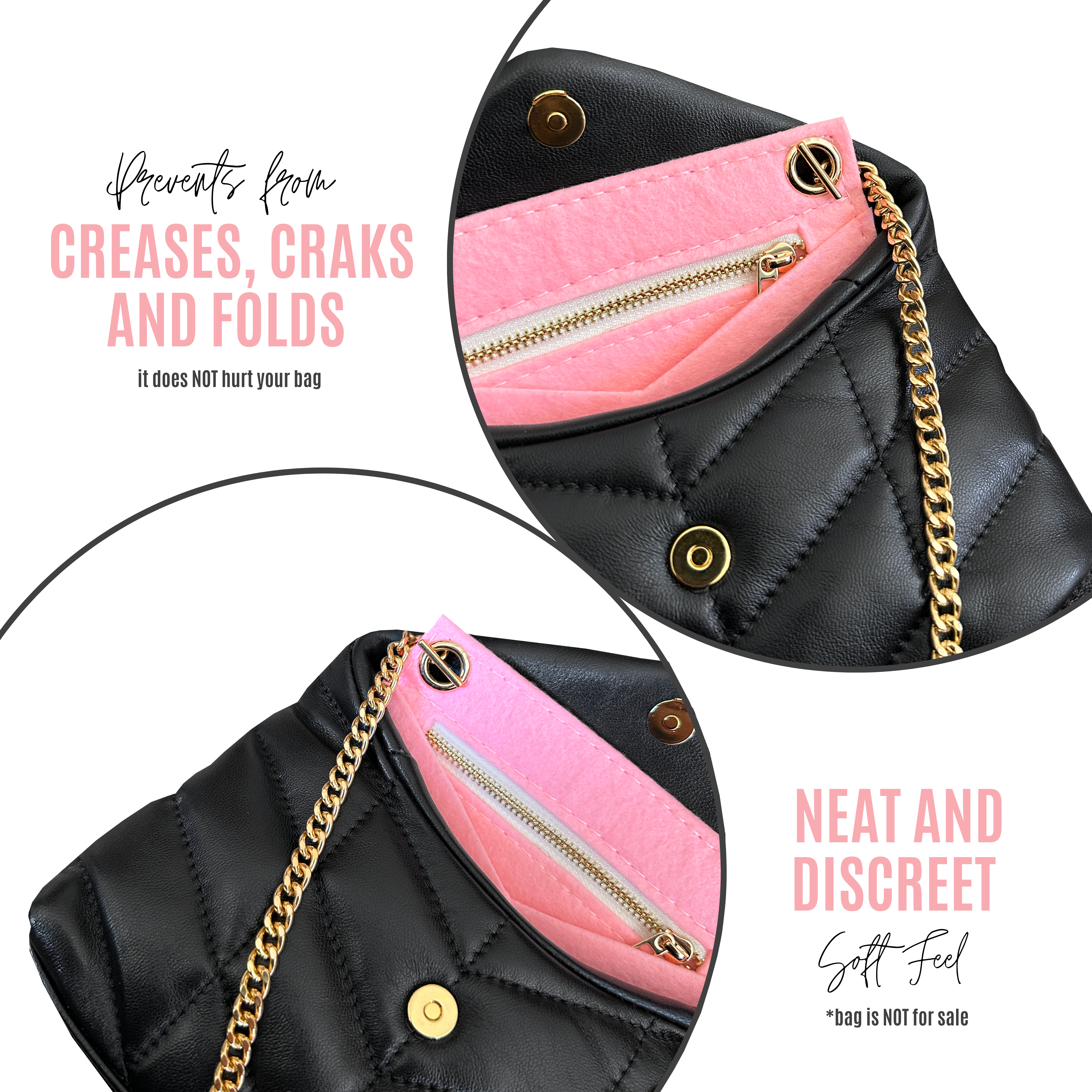 LouLou Puffer Small Pouch Conversion Kit with Round Clips & Chain