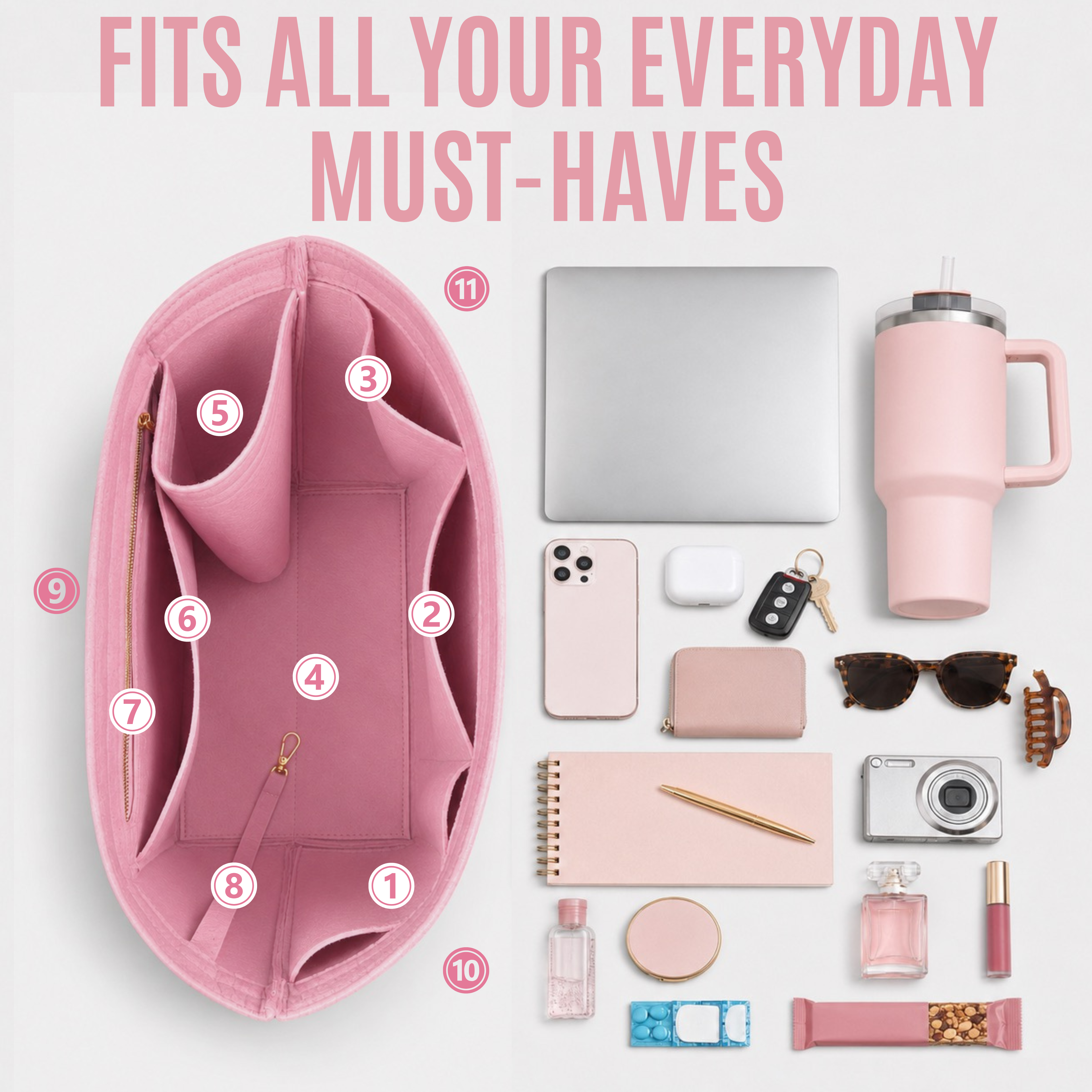 Divitize® Organizer für Neverfull – Version mit abnehmbaren Taschen