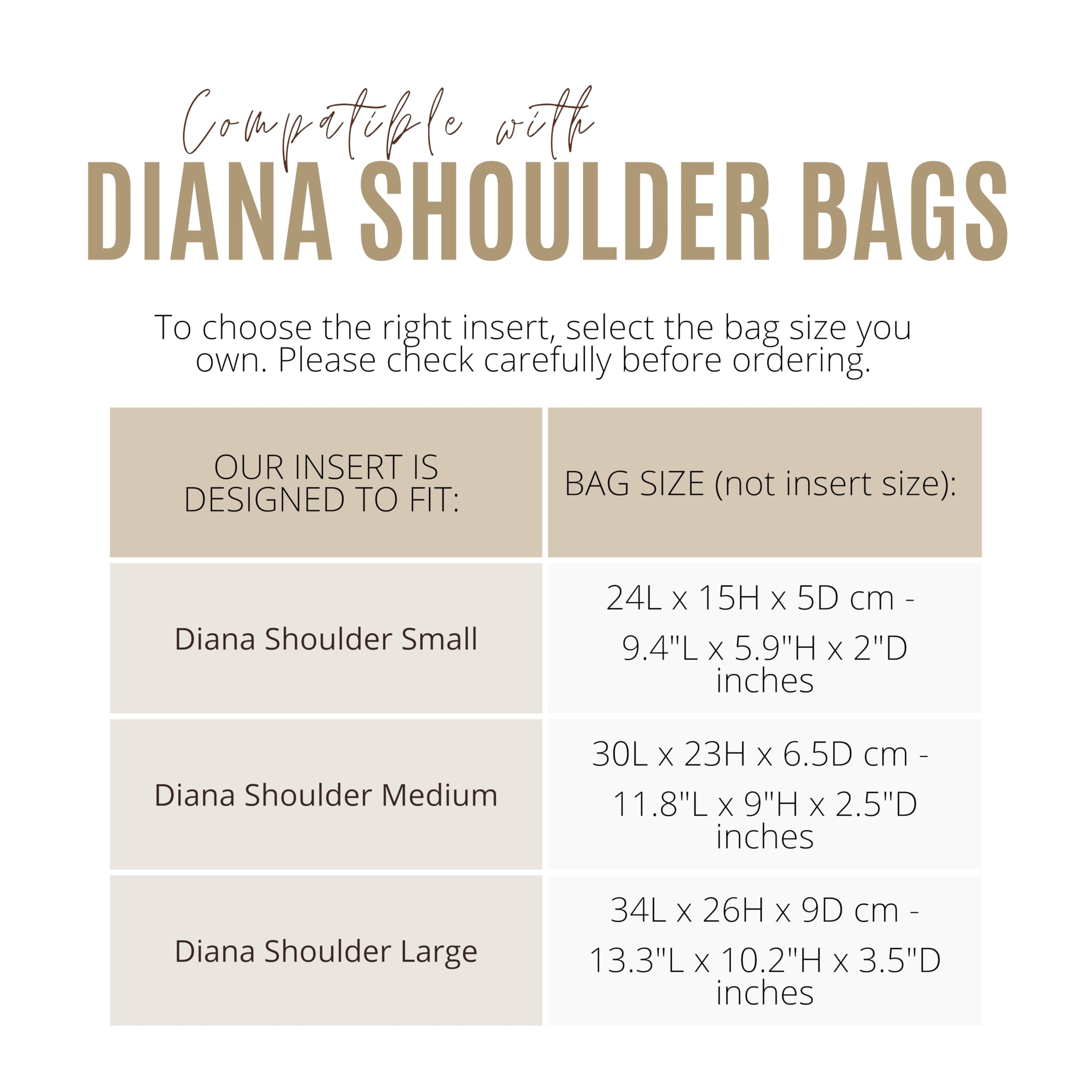 Divitize Premium Purse Organizer compatible with Diana Shoulder Bags