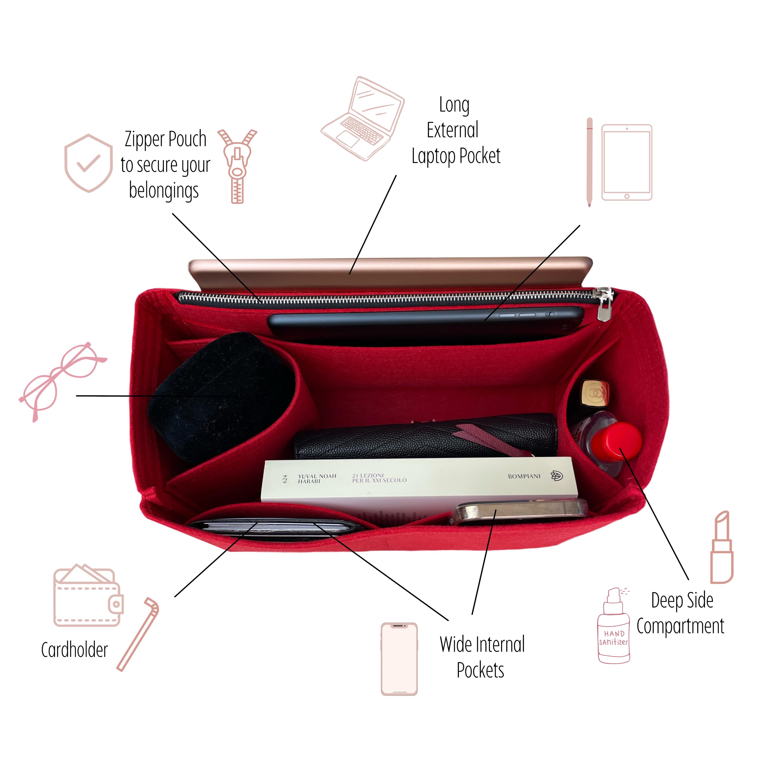 Divitize Premium Purse Organizer compatible with Palm Springs Backpacks