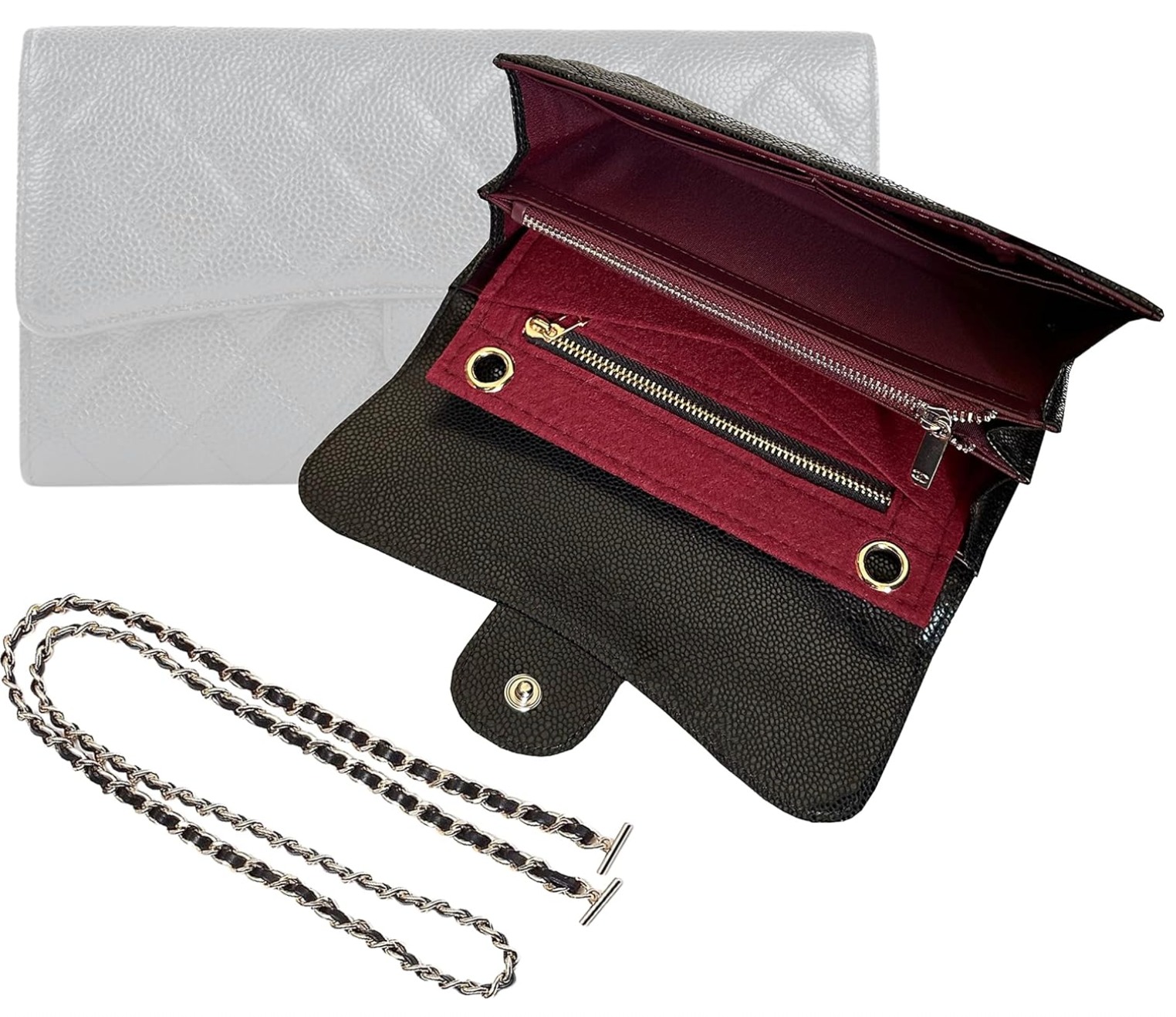 Divitize® Conversion Kit für 2,55 Long Flap Wallet (mit Gold- oder Silberkette)