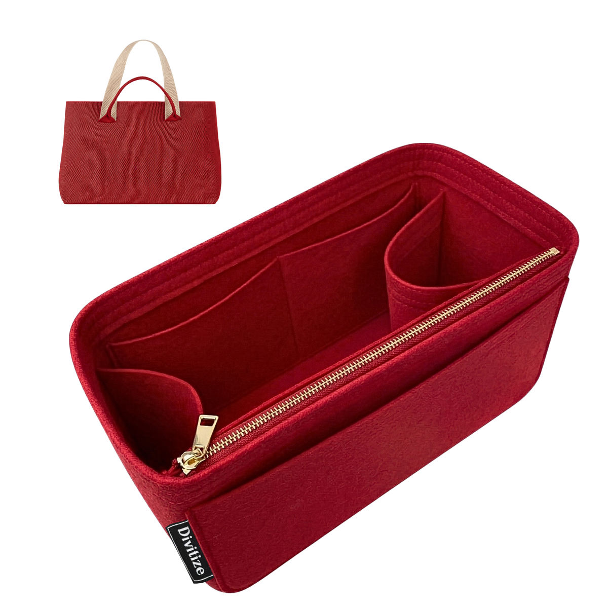 Divitize Curves Tote felt organizer Red#Color_Red
