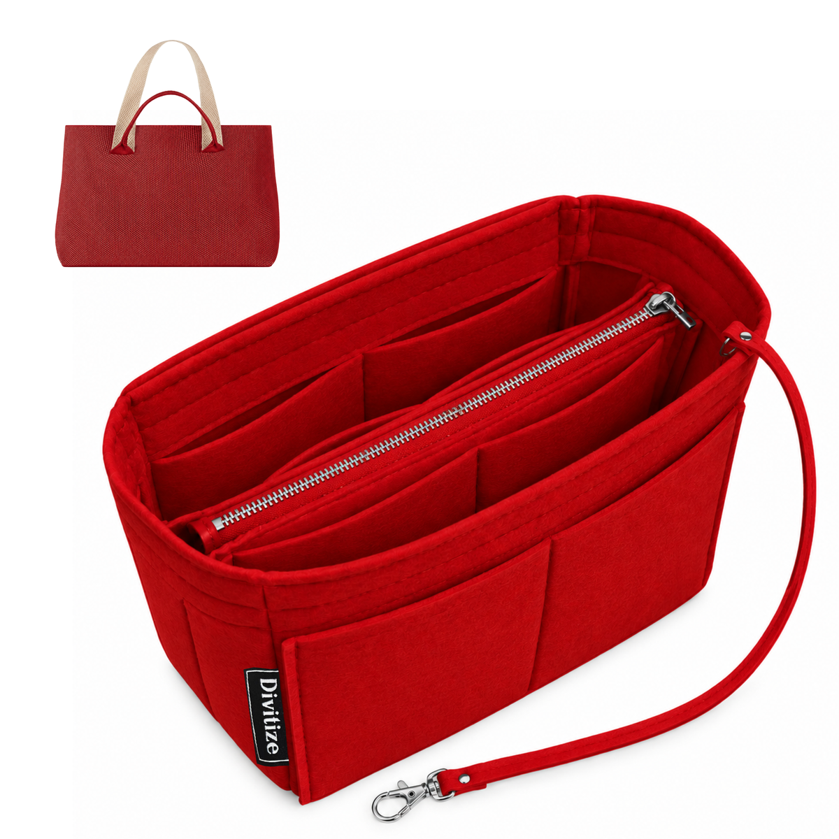 Divitize Curves Tote felt organizer Red#Color_Red