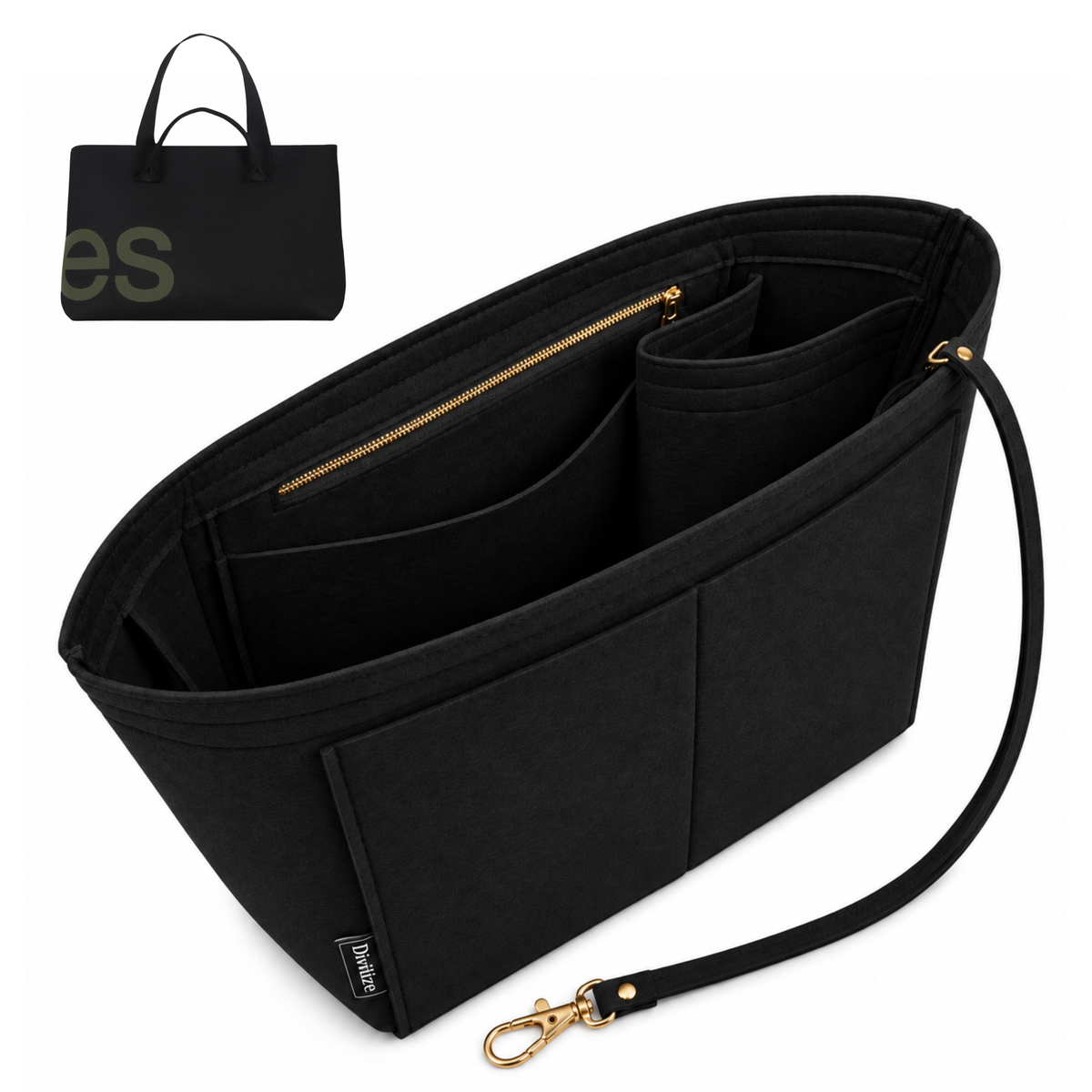 Divitize Curves Tote felt organizer Black#Color_Black