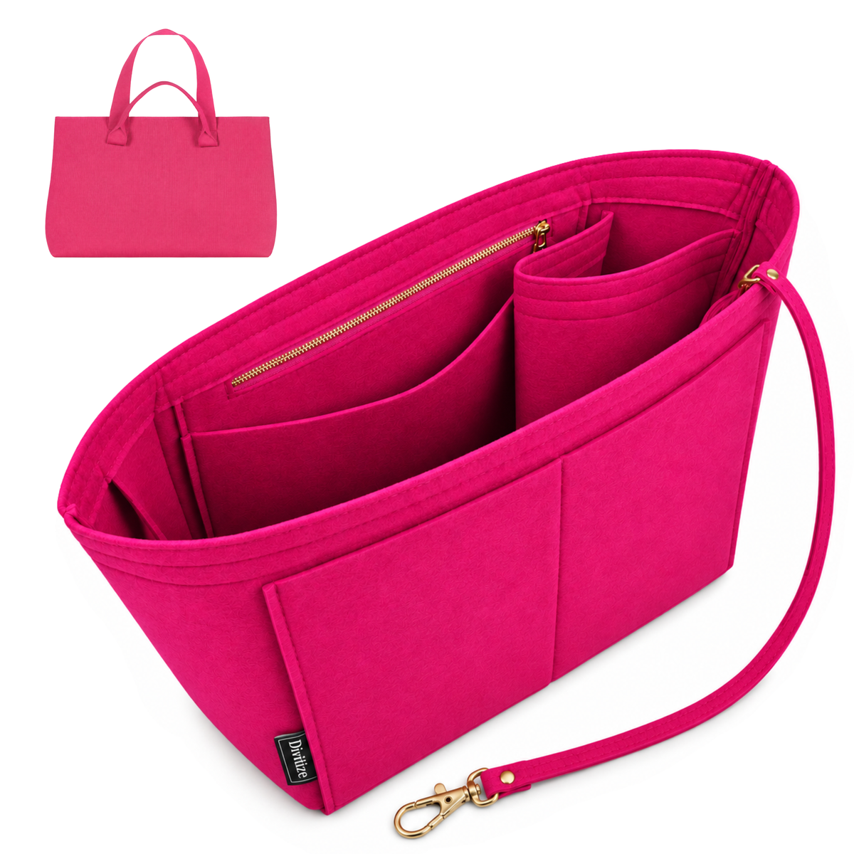 Divitize Curves Tote felt organizer Hot Magenta#Color_Hot Magenta