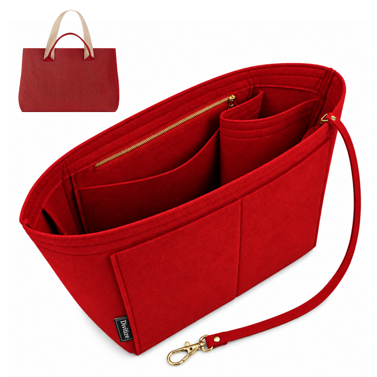Divitize Curves Tote felt organizer Red#Color_Red