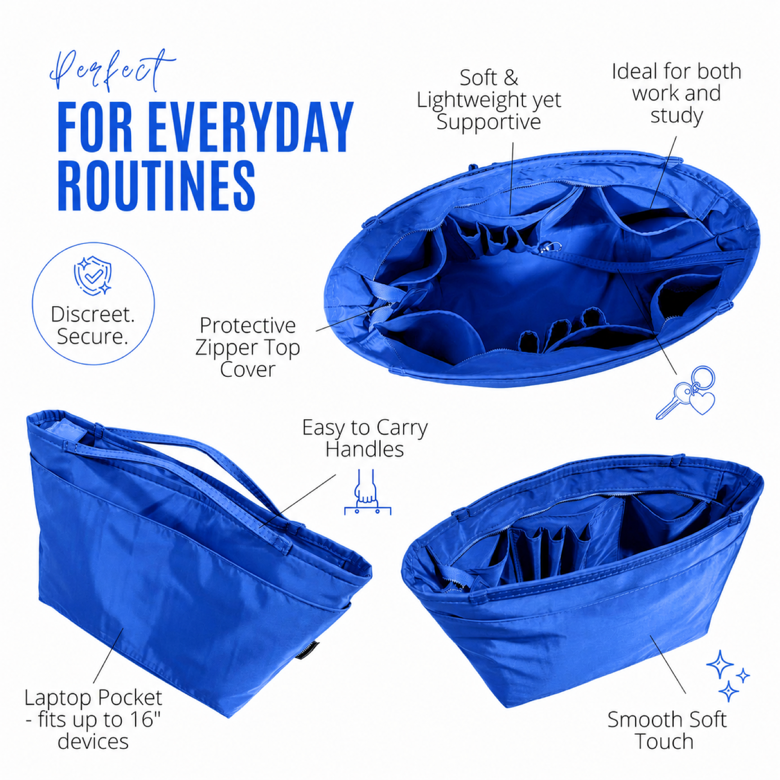 Divitize Curves Tote nylon organizer Azure Blue feature image 1#Color_Azure Blue