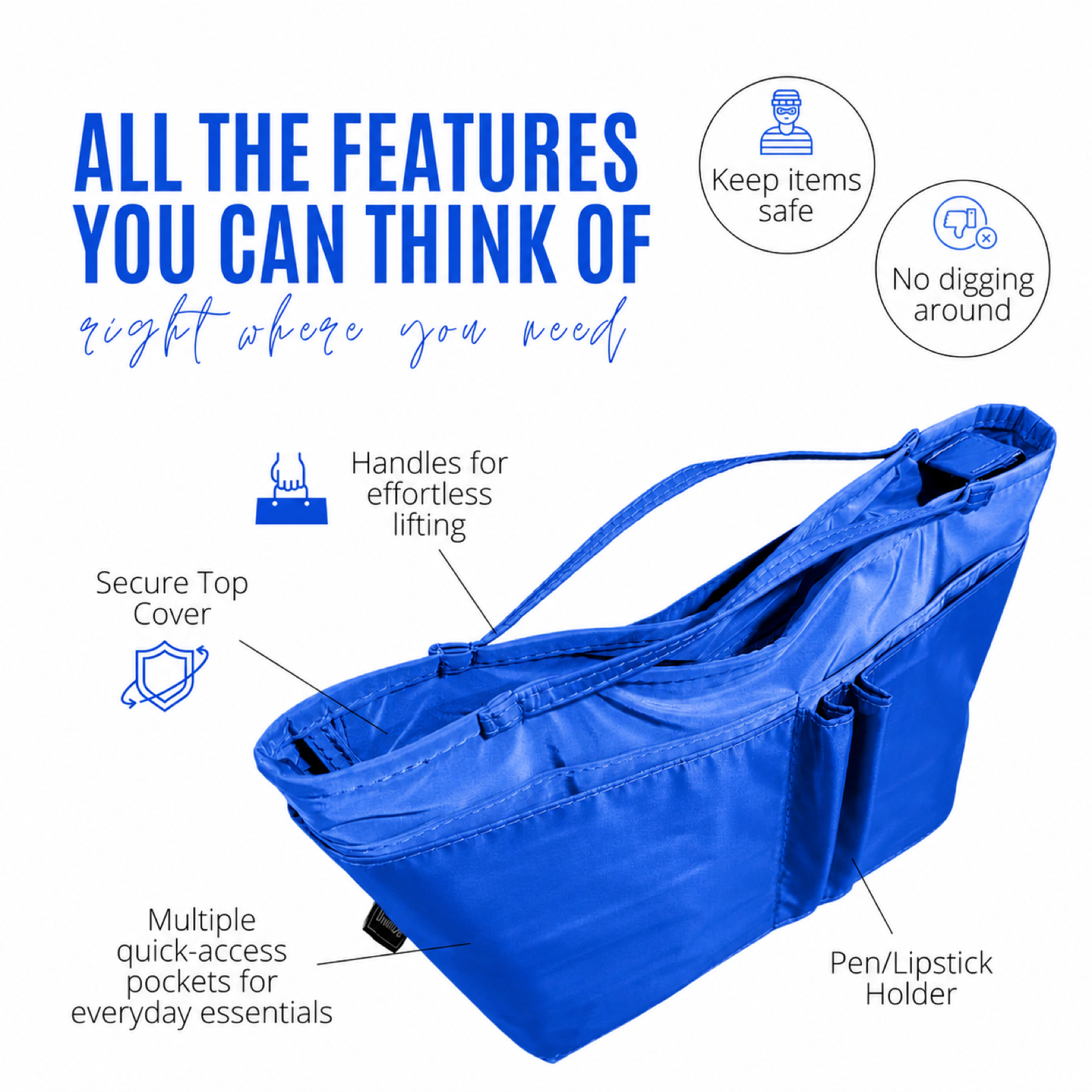 Divitize Curves Tote nylon organizer Azure Blue feature image 3#Color_Azure Blue