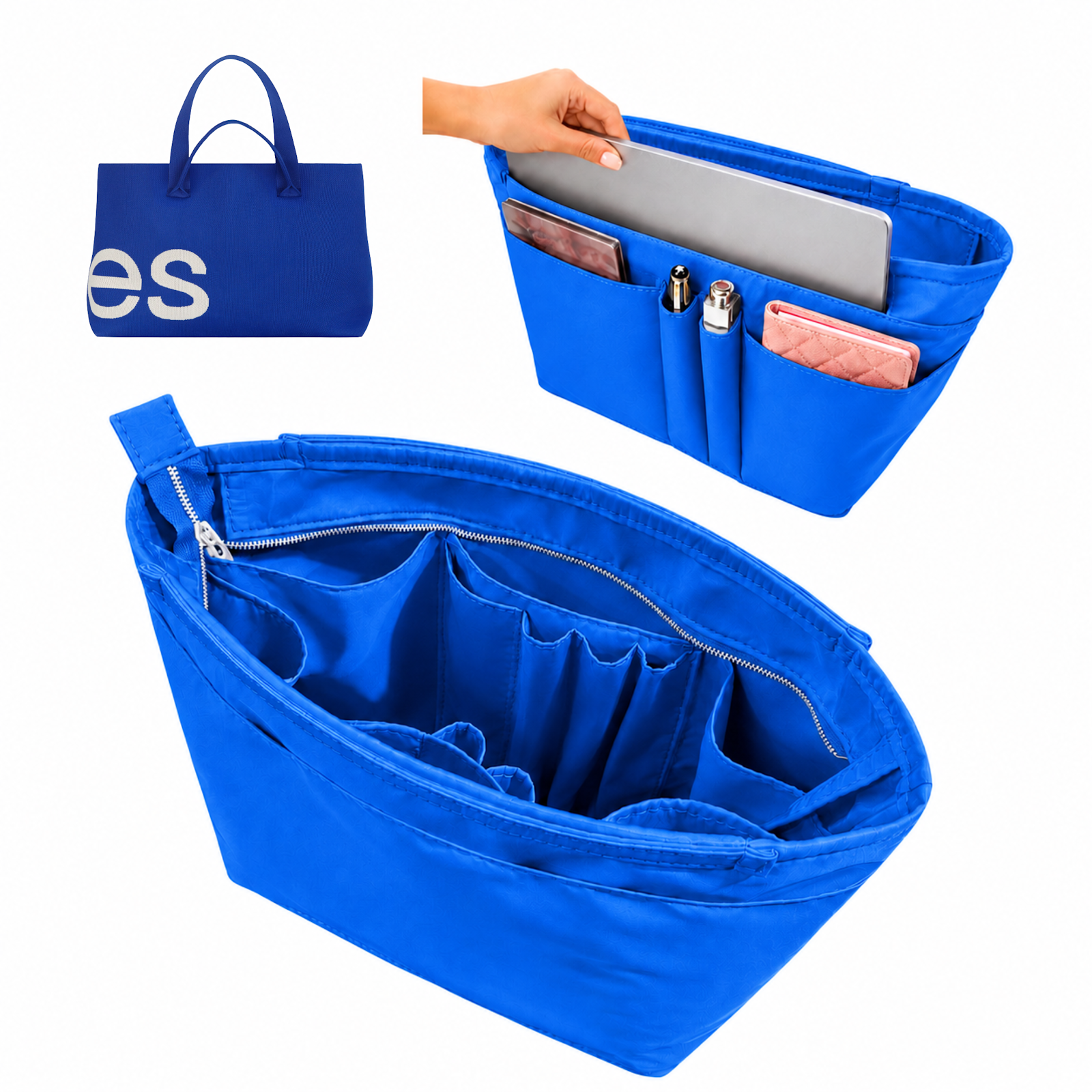 Divitize Curves Tote nylon organizer Azure Blue#Color_Azure Blue