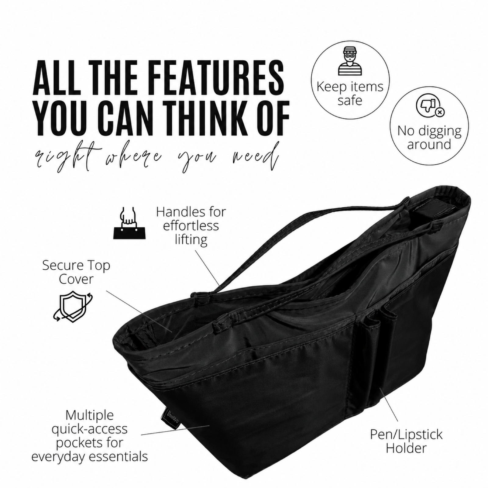 Divitize Curves Tote nylon organizer Black feature image 3#Color_Black