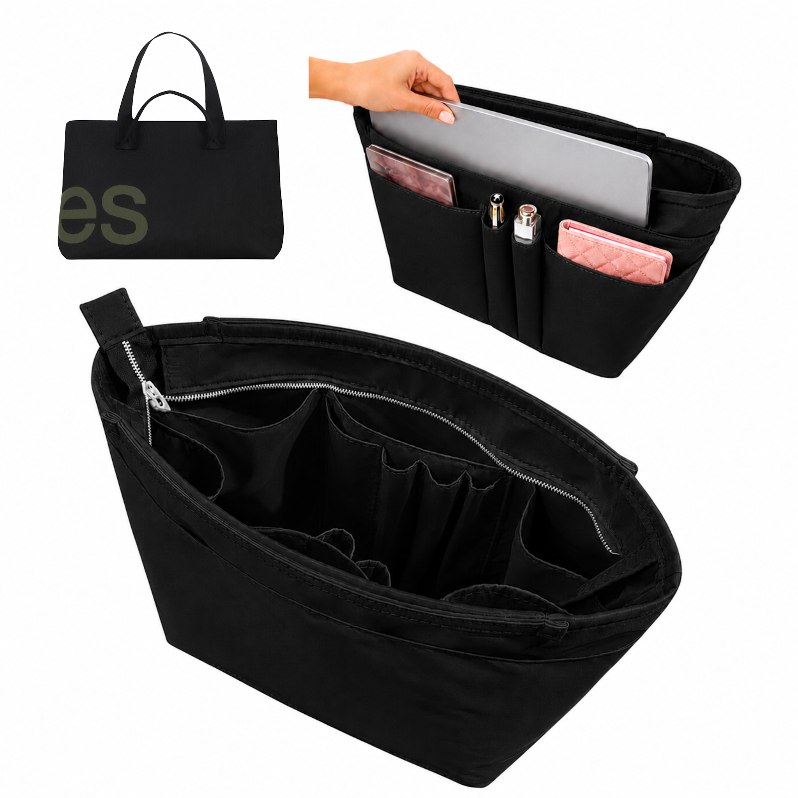 Divitize Curves Tote nylon organizer Black#Color_Black
