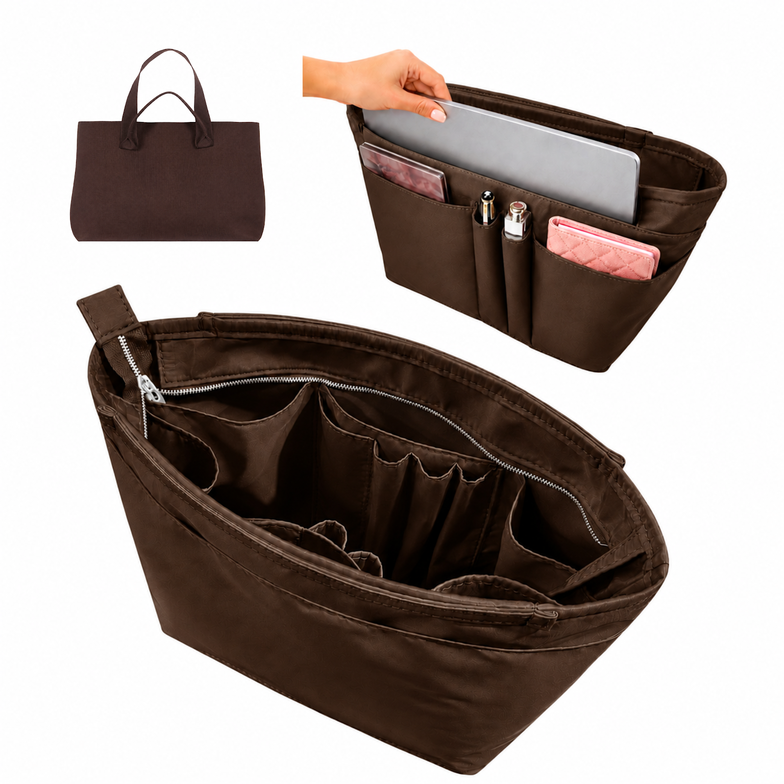 Divitize Curves Tote nylon organizer Brown#Color_Brown
