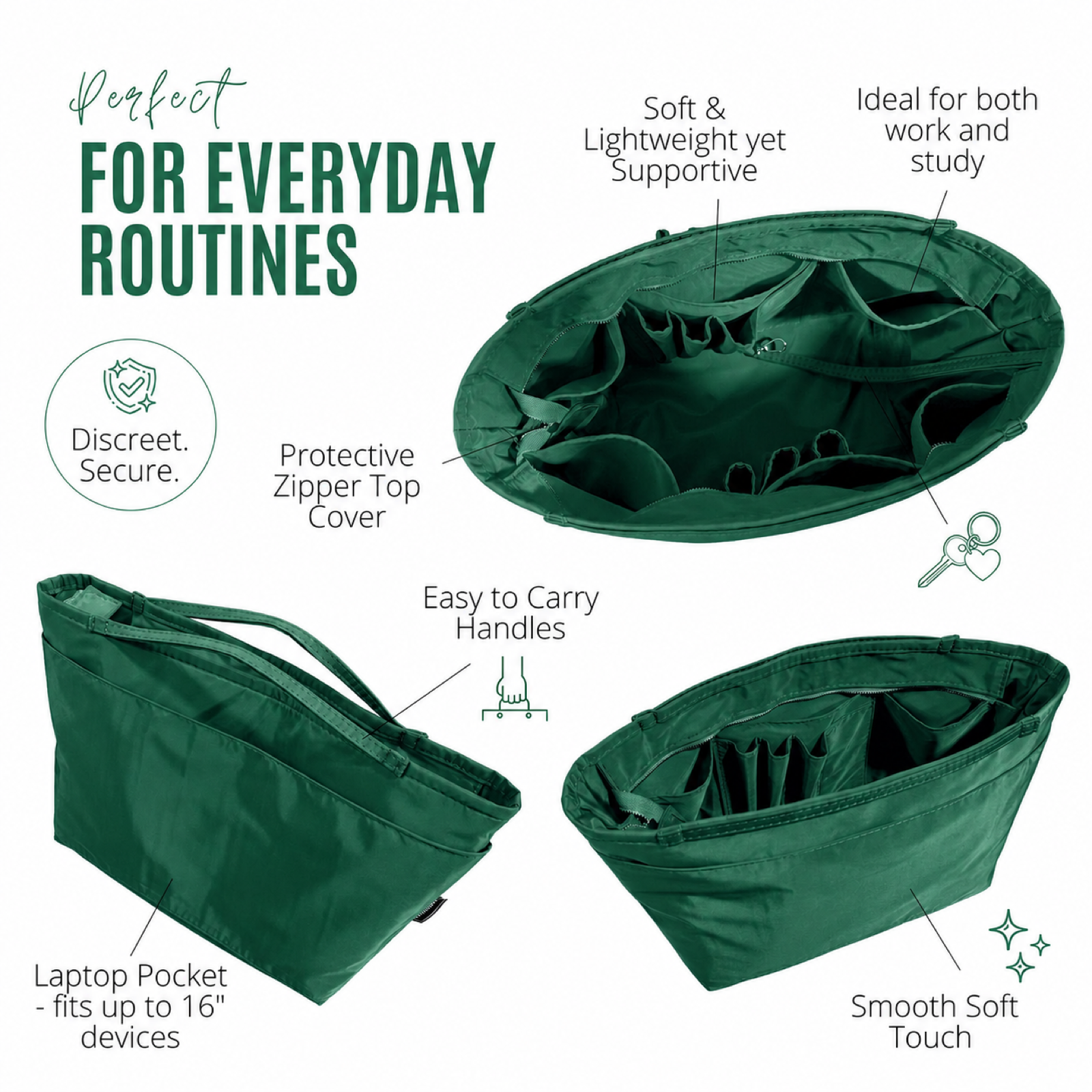 Divitize Curves Tote nylon organizer Emerald feature image 1#Color_Emerald