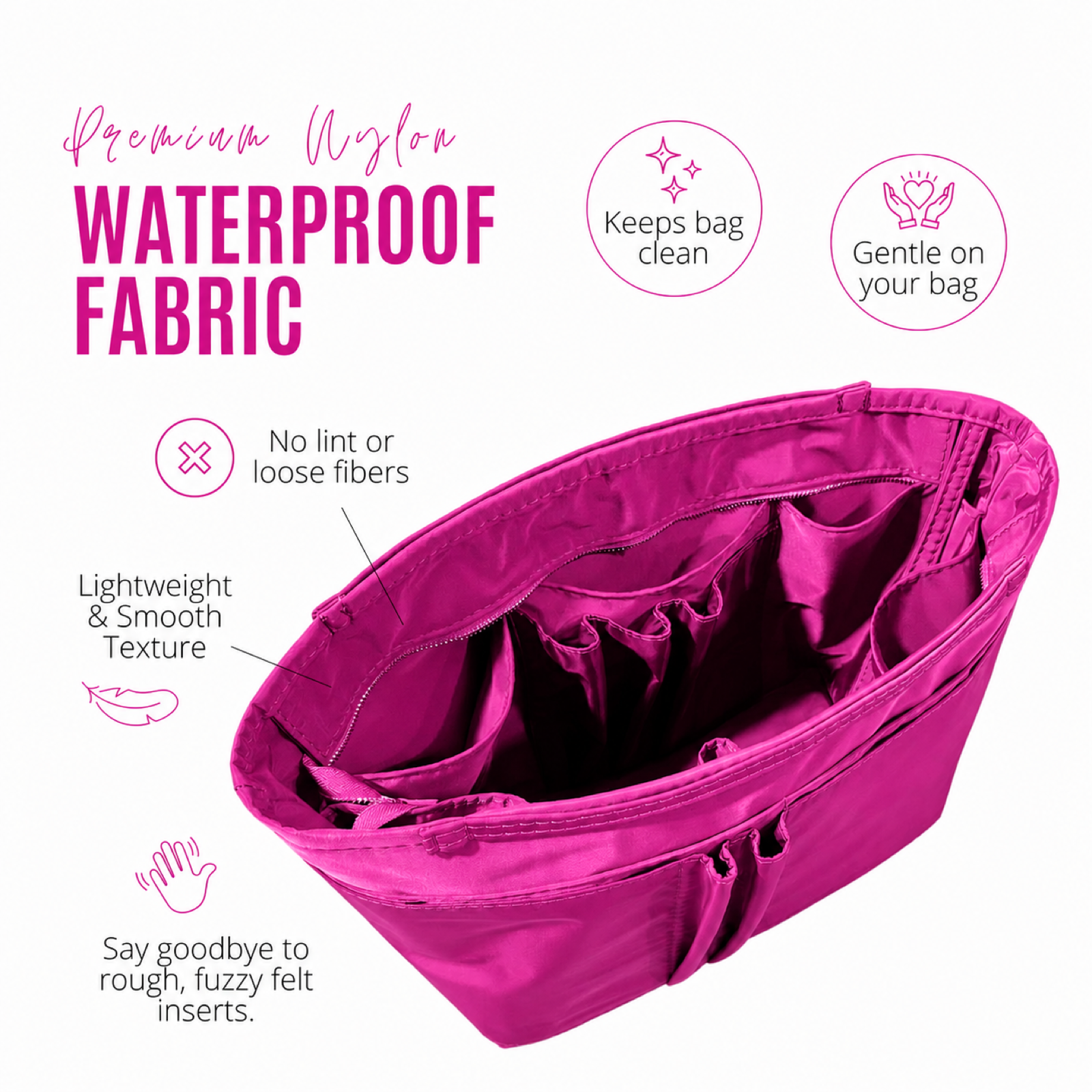 Divitize Curves Tote nylon organizer Hot Magenta feature image 2#Color_Hot Magenta