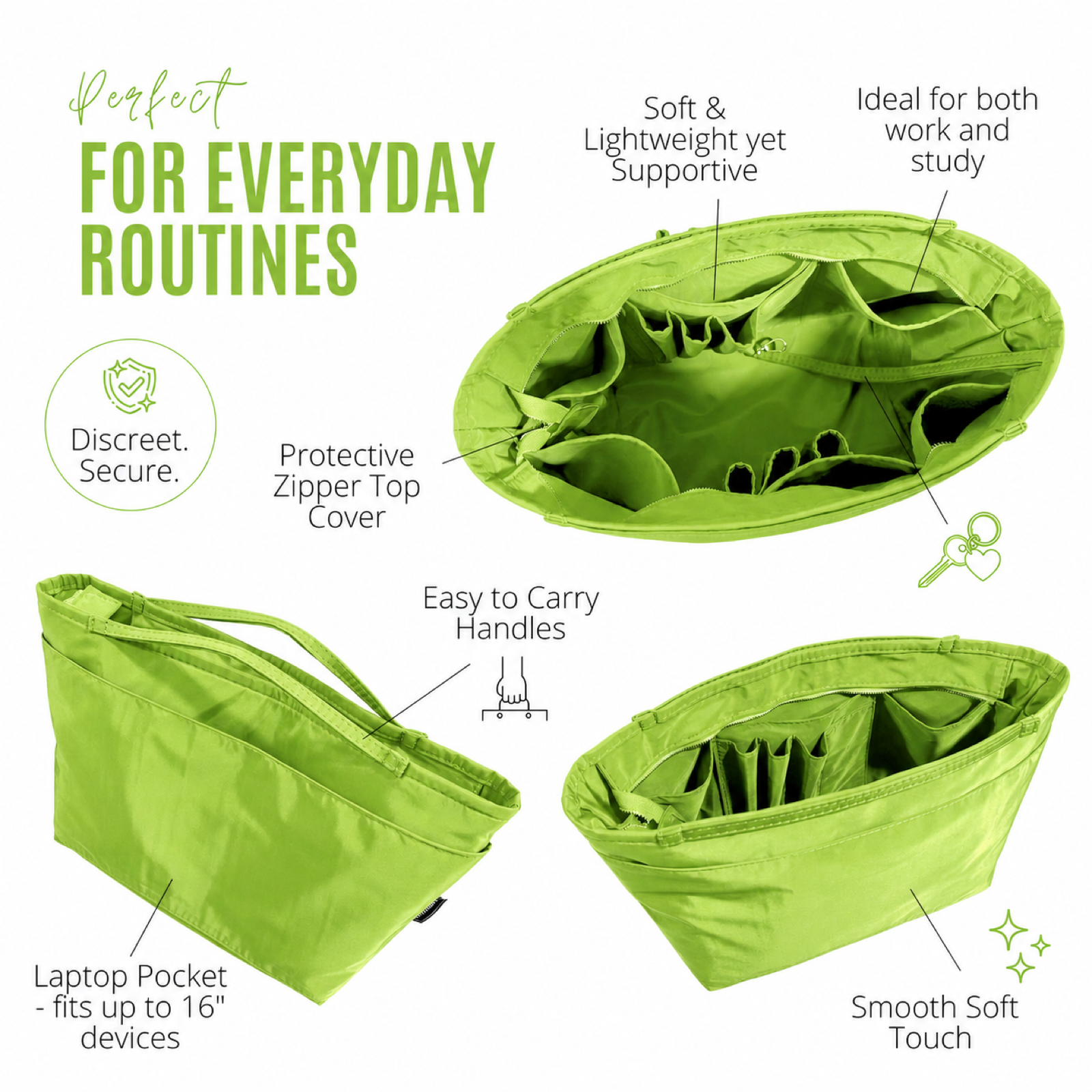 Divitize Curves Tote nylon organizer Lime feature image 1#Color_Lime