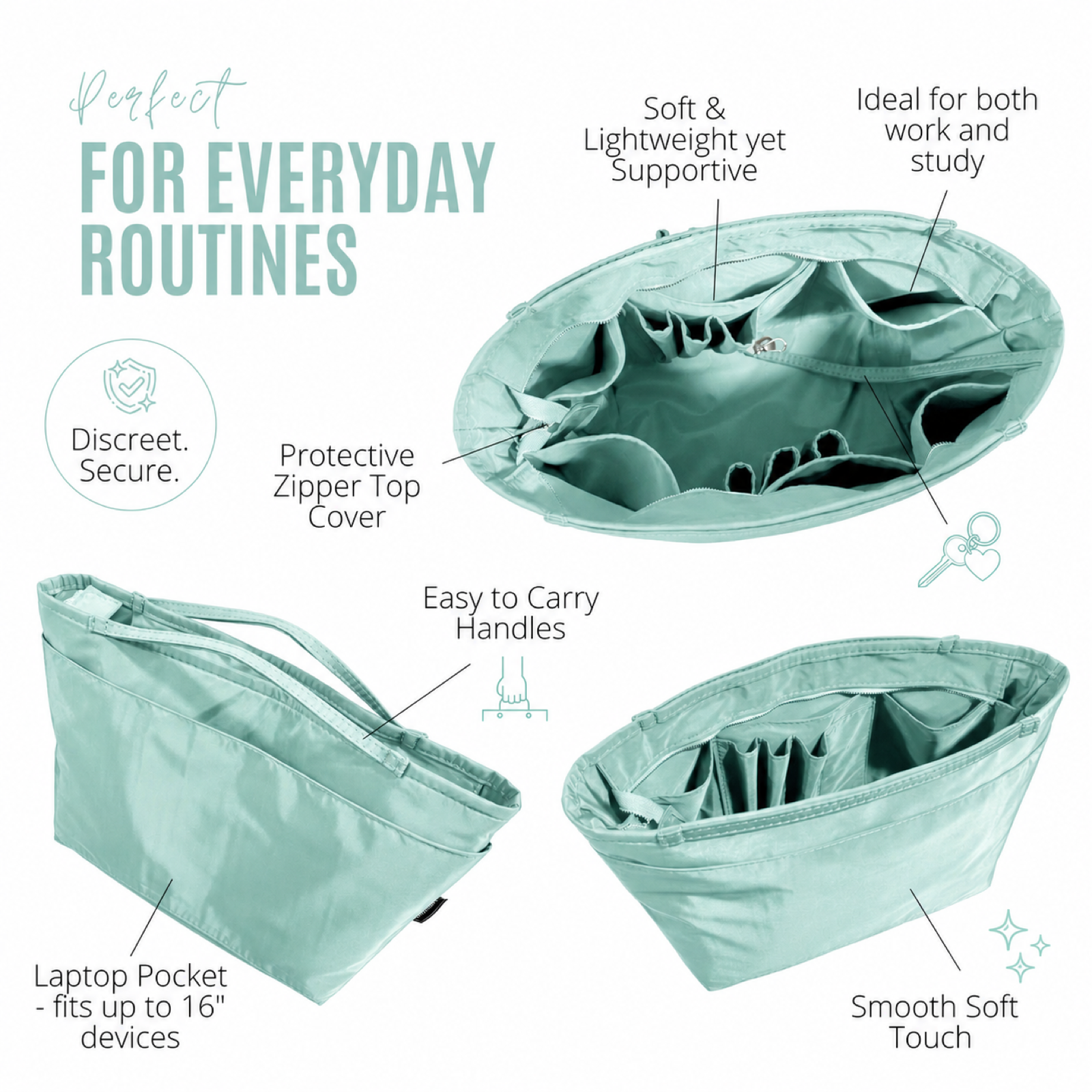 Divitize Curves Tote nylon organizer Mint feature image 1#Color_Mint