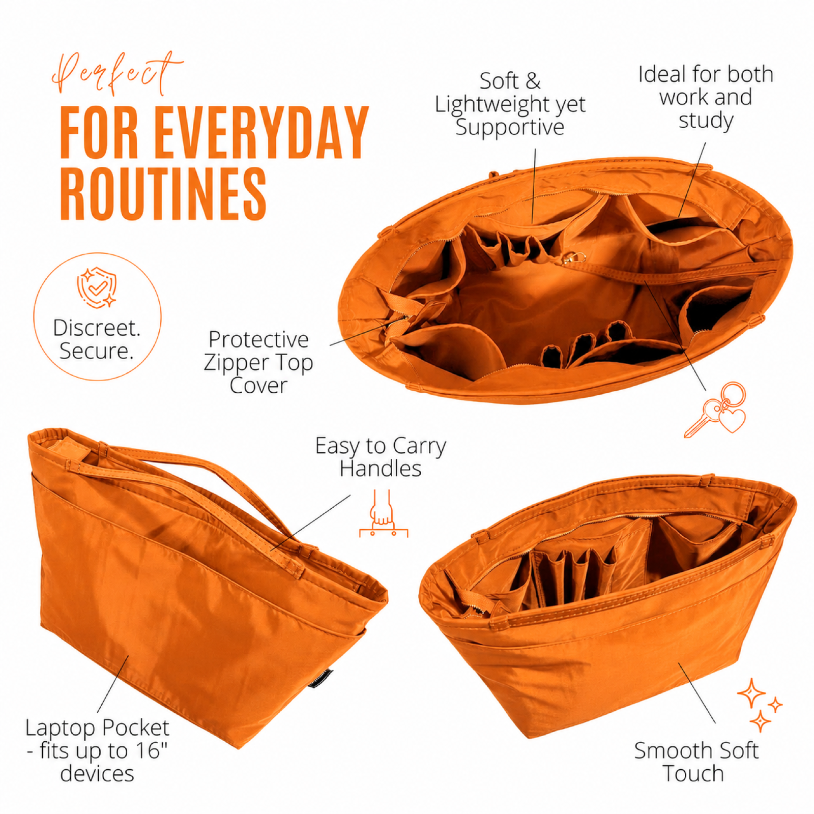 Divitize Curves Tote nylon organizer Orange feature image 1#Color_Orange