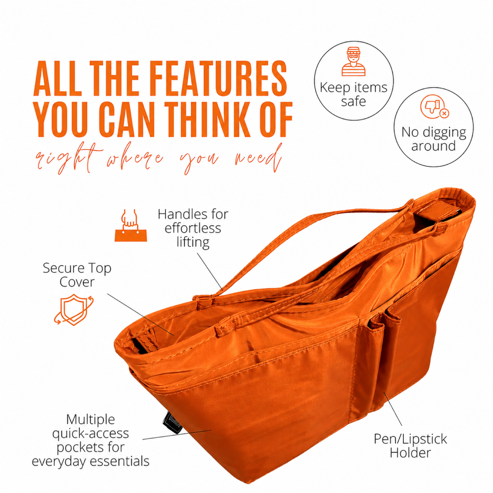 Divitize Curves Tote nylon organizer Orange feature image 3#Color_Orange