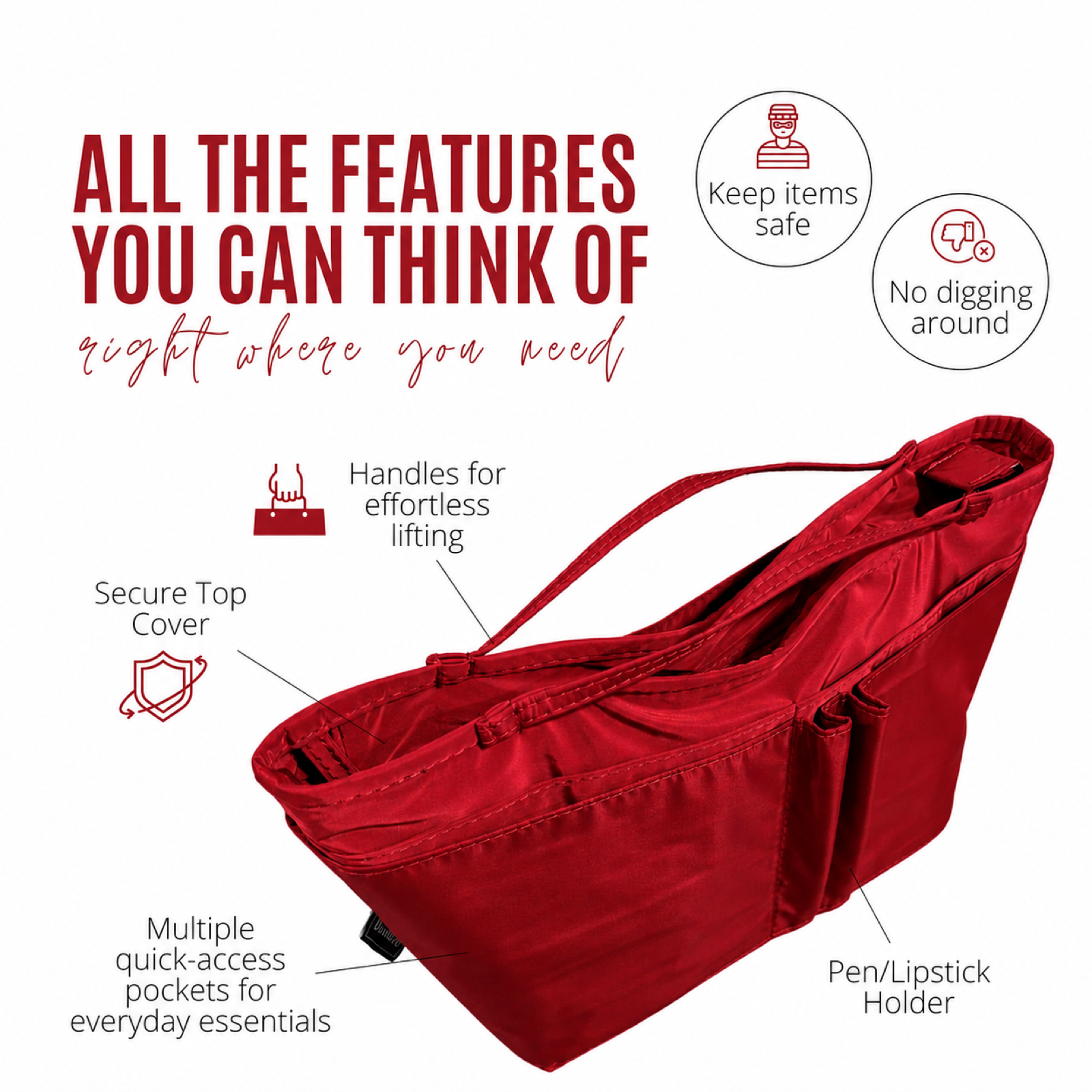 Divitize Curves Tote nylon organizer Red feature image 3#Color_Red